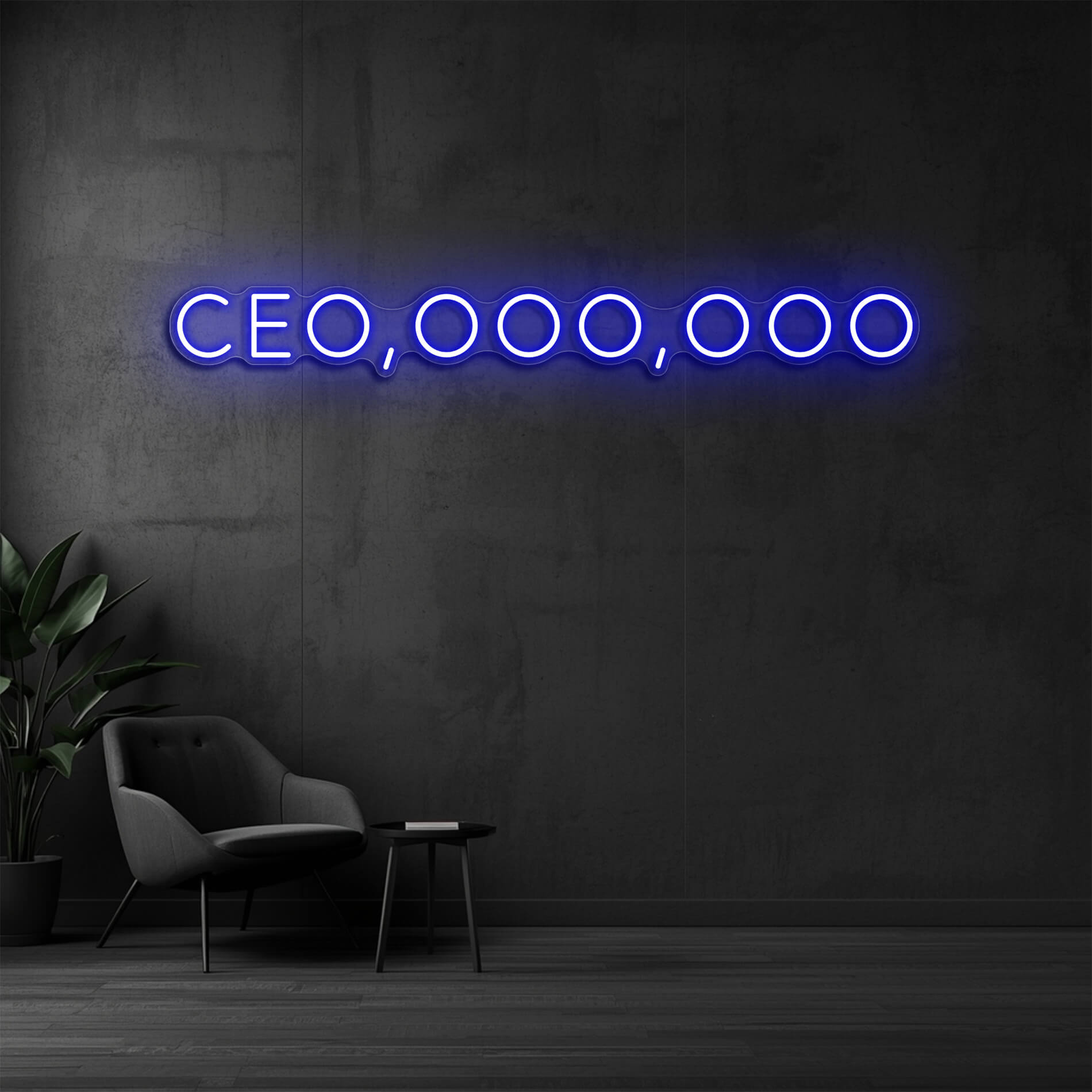 LED Neon Schild CEO in blau als dekorative Beleuchtung für Business Events