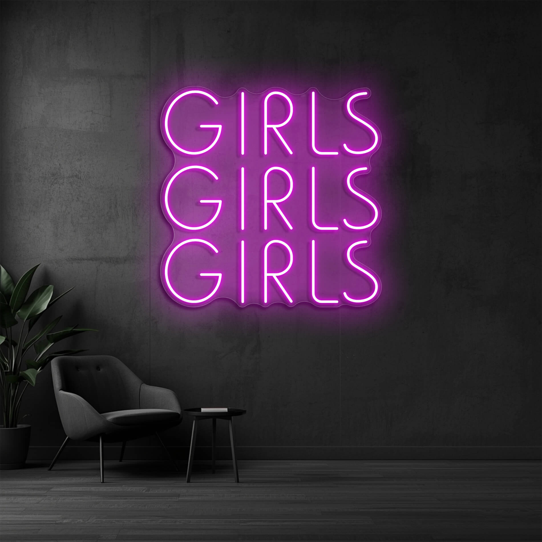 Girls Neon Schrift pink für Make-up Studios und Kosmetikräume
