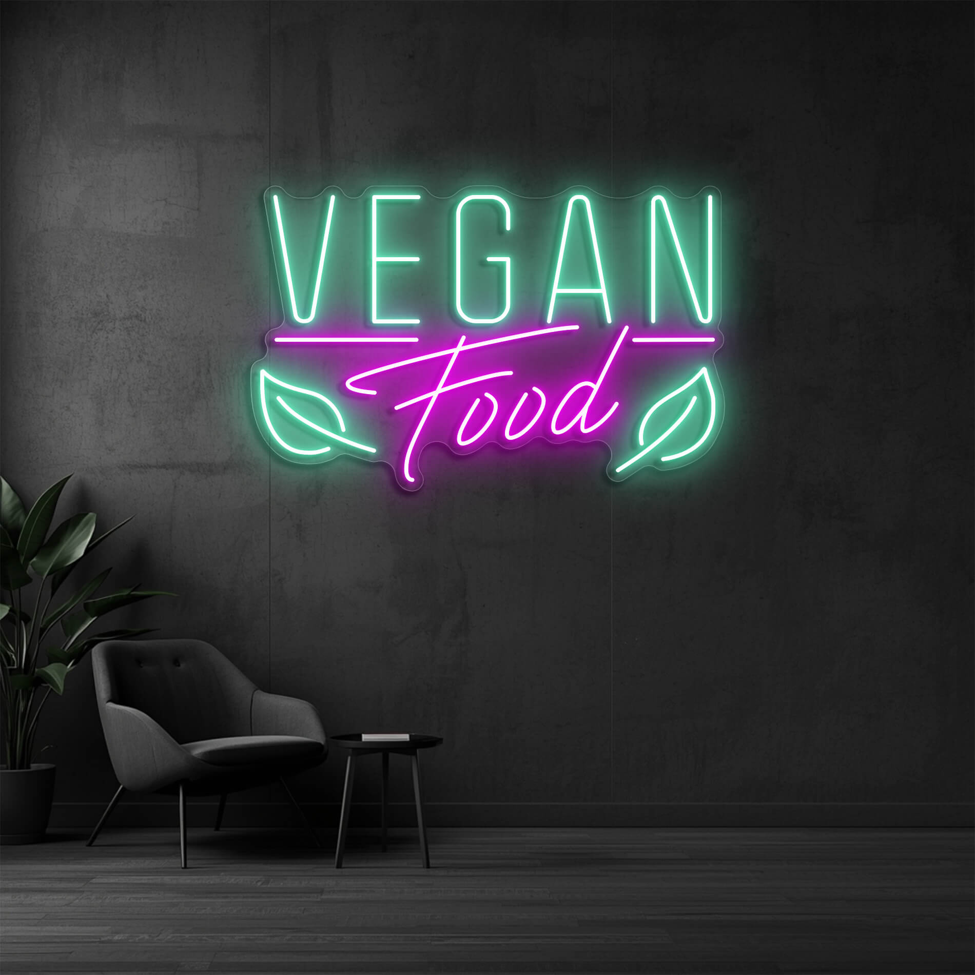Vegan Neonschild als LED Neonlicht für Restaurants, Cafés und vegane Gastronomie