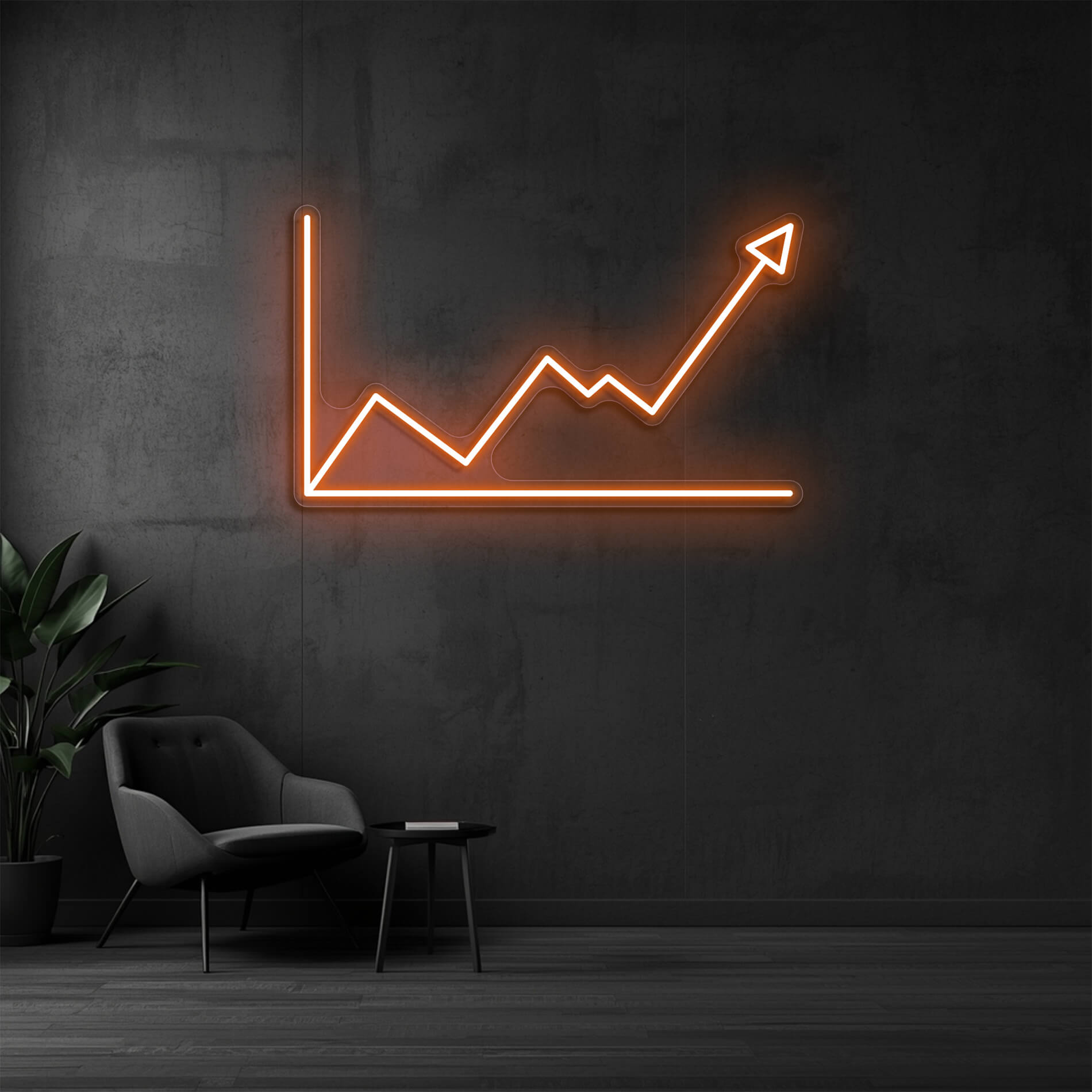 LED Neon Schild Diagramm orange für Unternehmen und Meetingräume