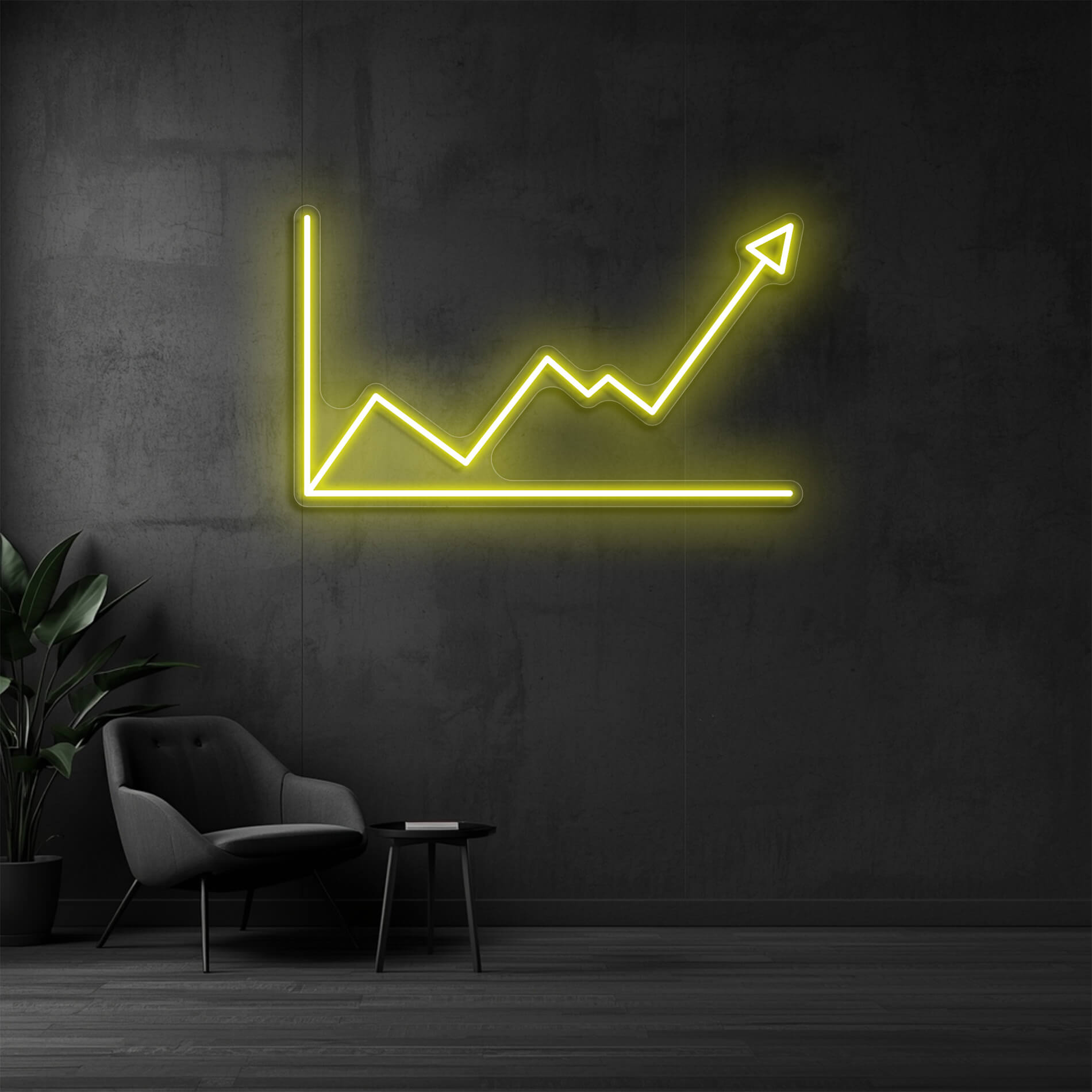 Neon logo Diagramm gelb für Finanzbüros und Beratungsstellen