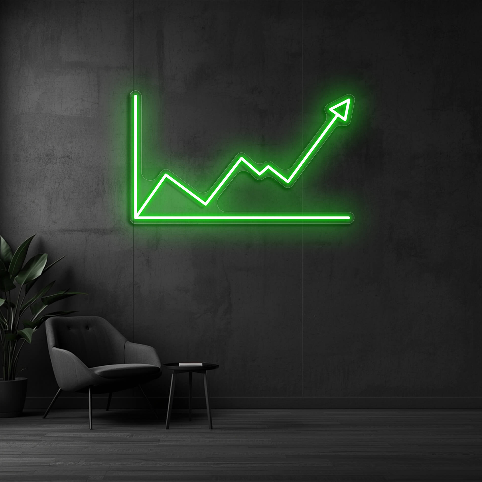 Neon Diagramm gruen für Finanzberatung und Büros