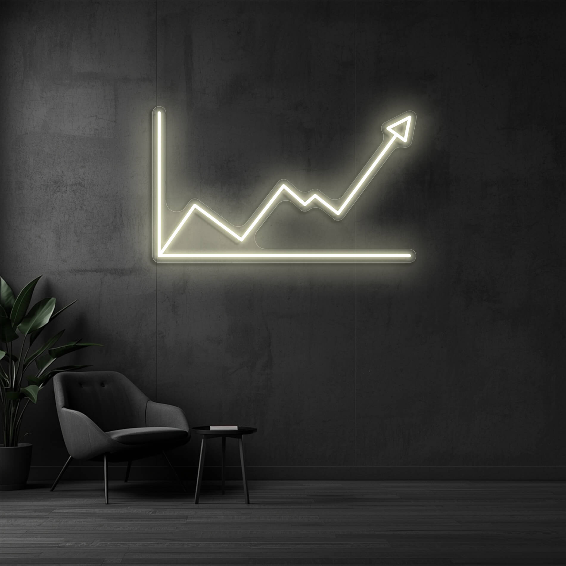 Neon Wandbeleuchtung Diagramm warmweiss für moderne Büros und Empfangsbereiche