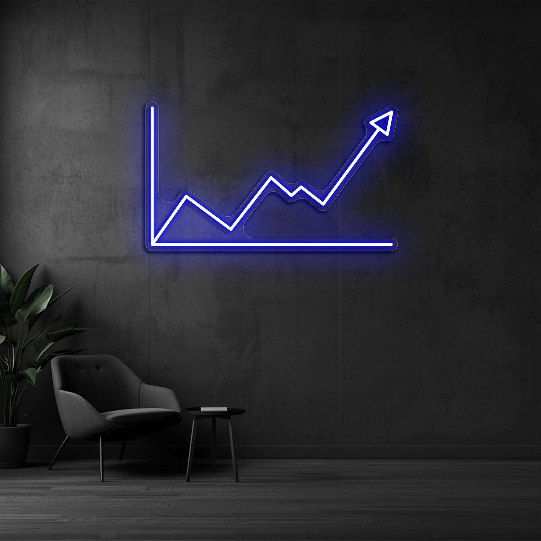 Neonlicht Diagramm blau für Finanzbüros und Beratungsräume