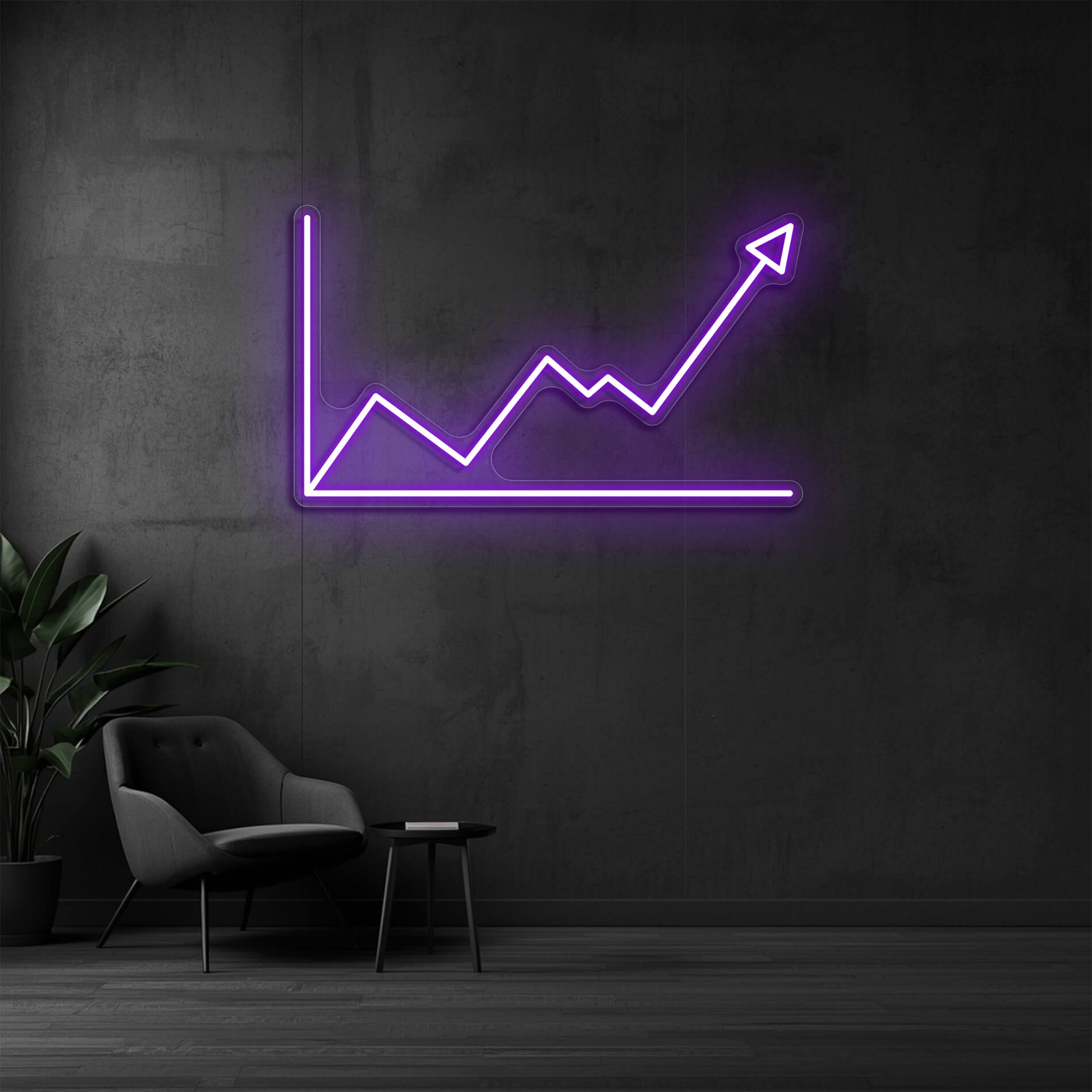 Neonlicht Diagramm violett für Businessbereiche und Arbeitsräume