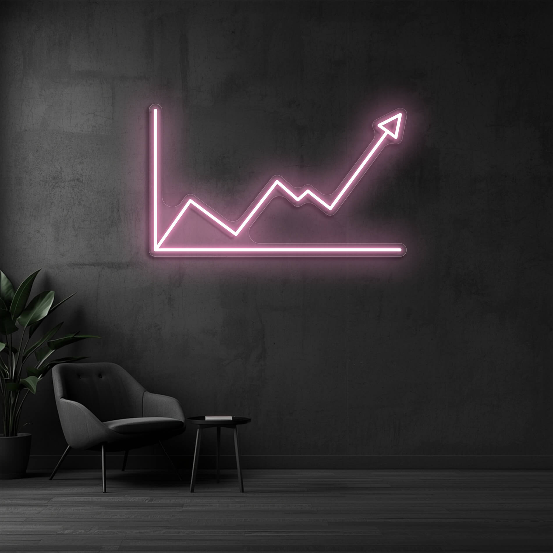 Neonschild Diagramm light pink für moderne Empfangsbereiche