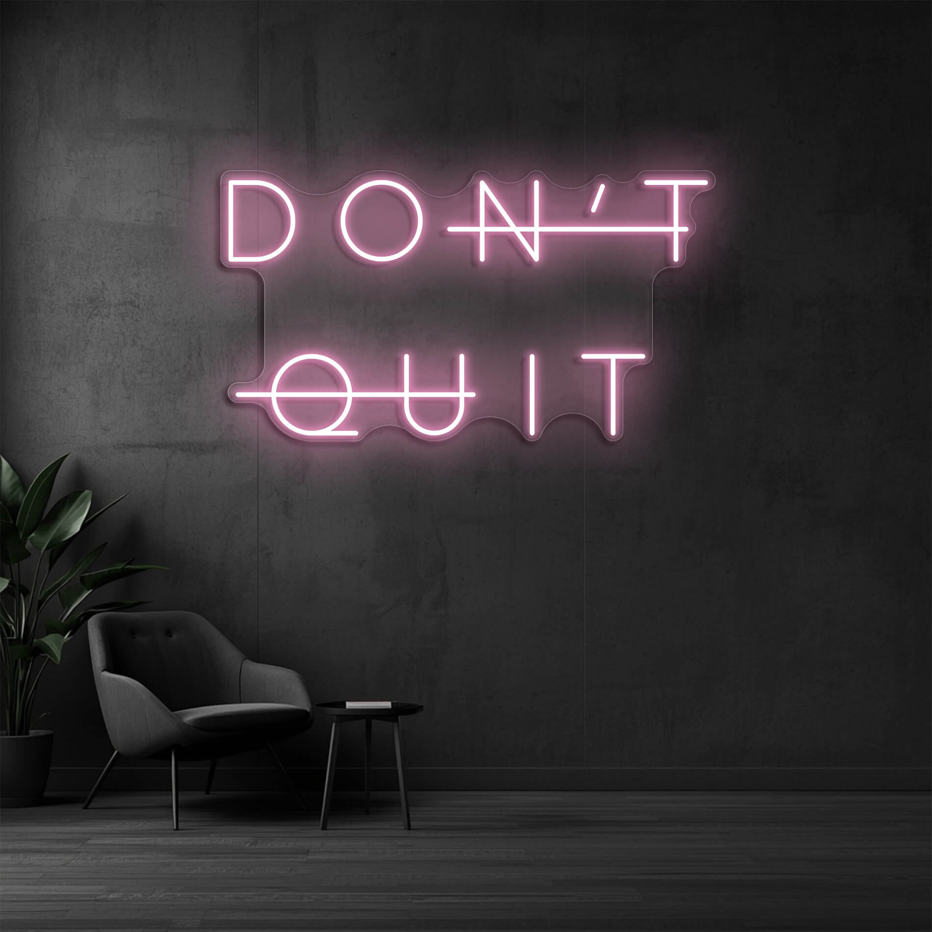 LED Neon Beleuchtung Don't Quit in light pink für Trainingsbereiche