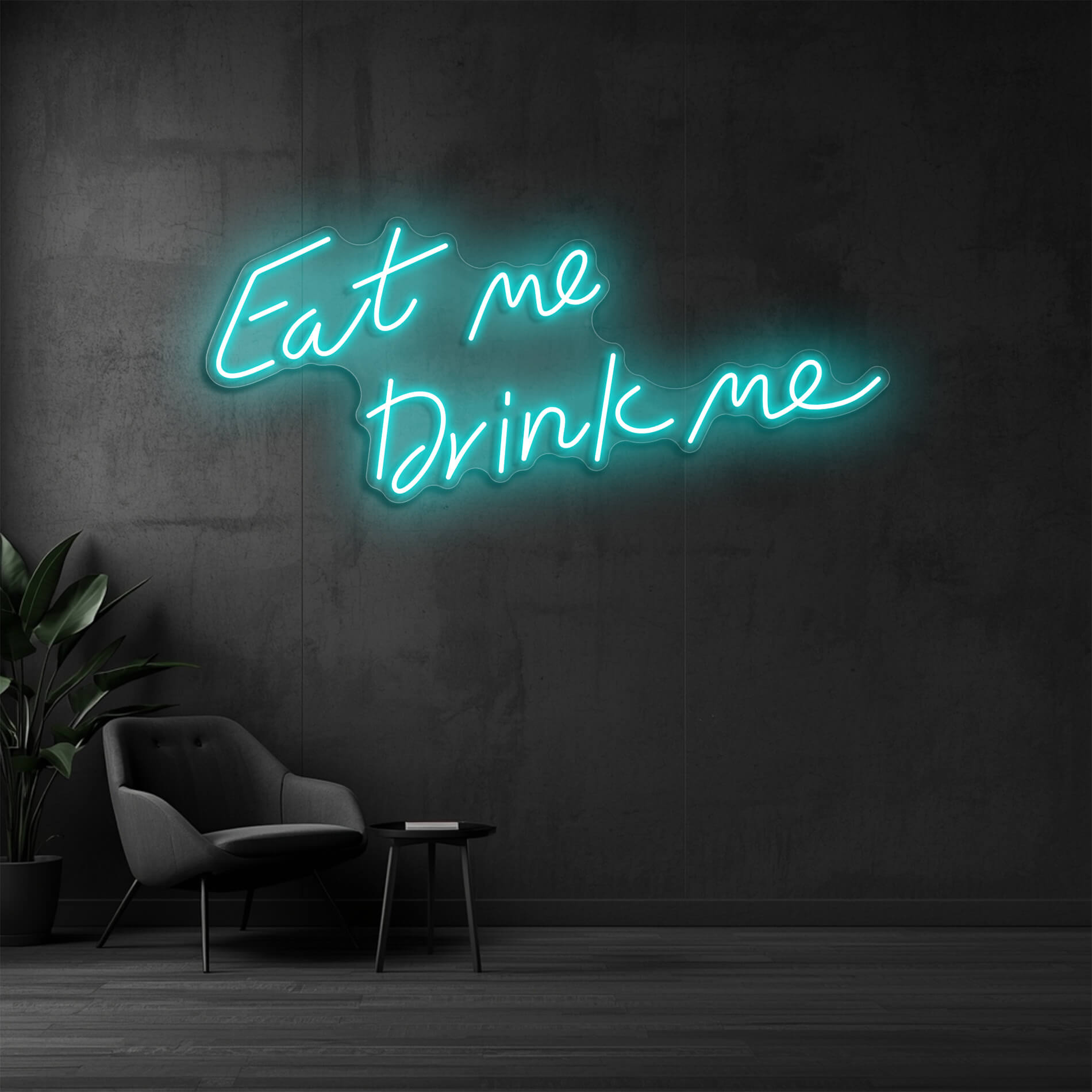 LED Food Neon Eat Me Drink Me in eis-blau für Restaurants