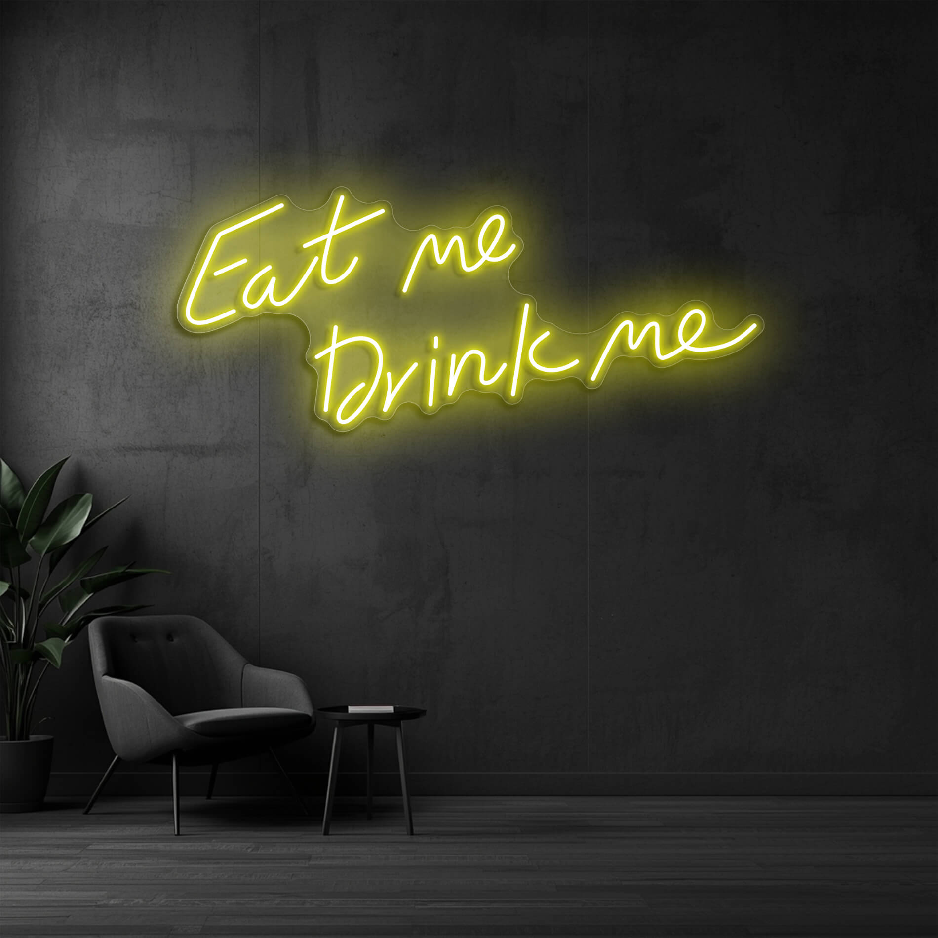 Restaurant Neon Beleuchtung Eat Me Drink Me in gelb