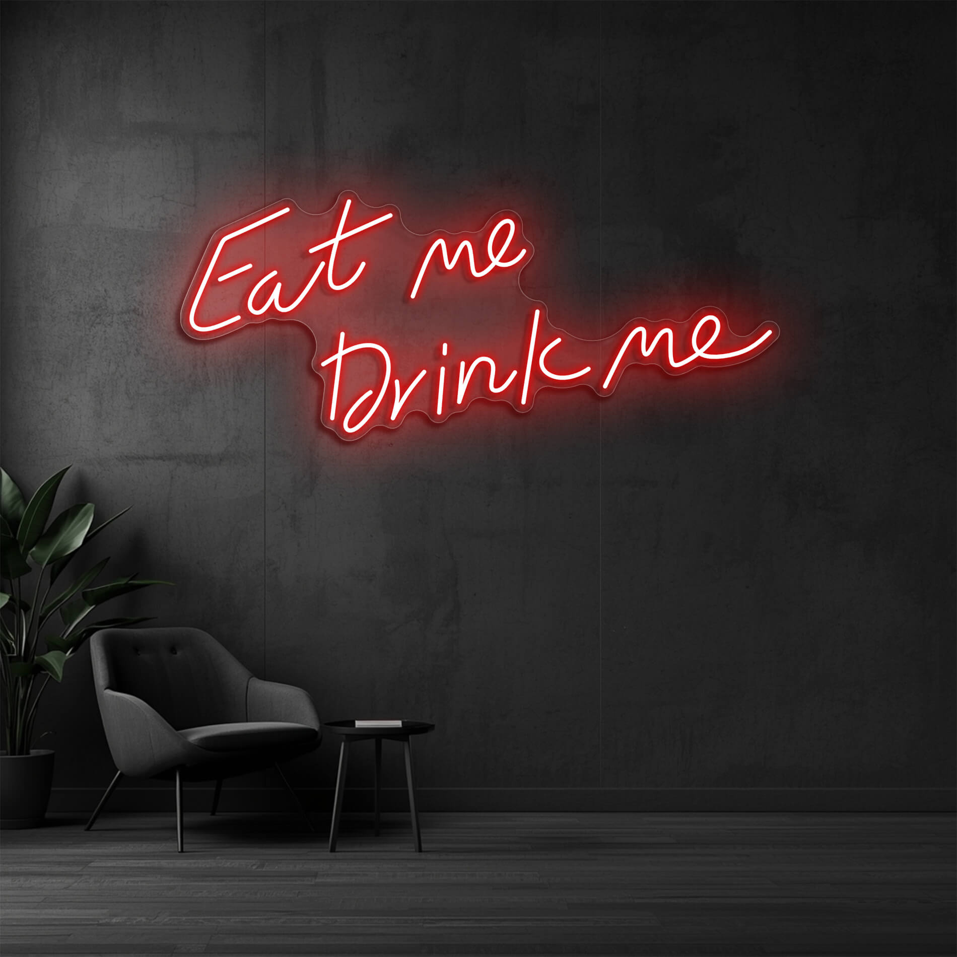 Eat Me Drink Me Neonlampe in rot für Gastronomiebetriebe