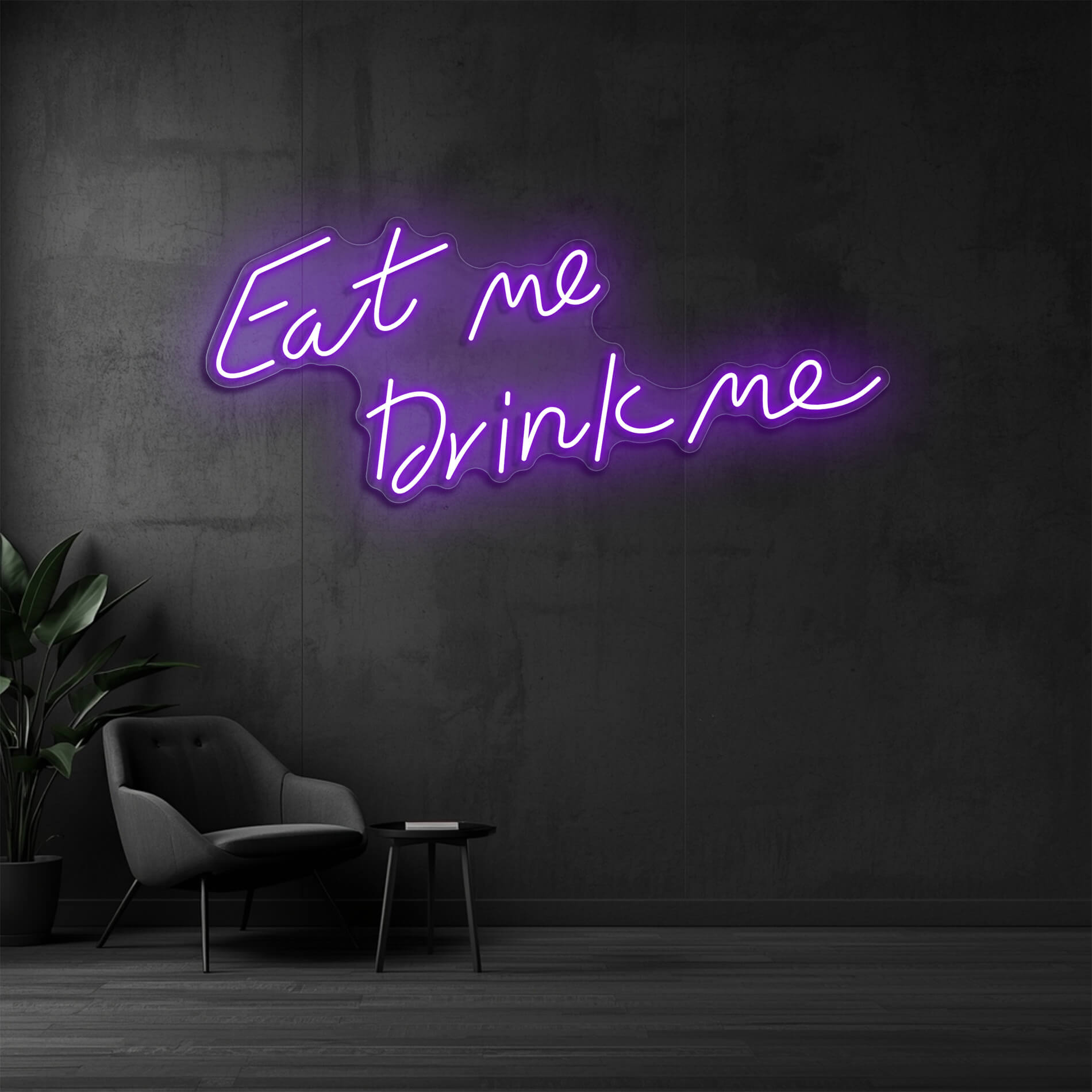 Restaurant Neon Beleuchtung Eat Me Drink Me in violett