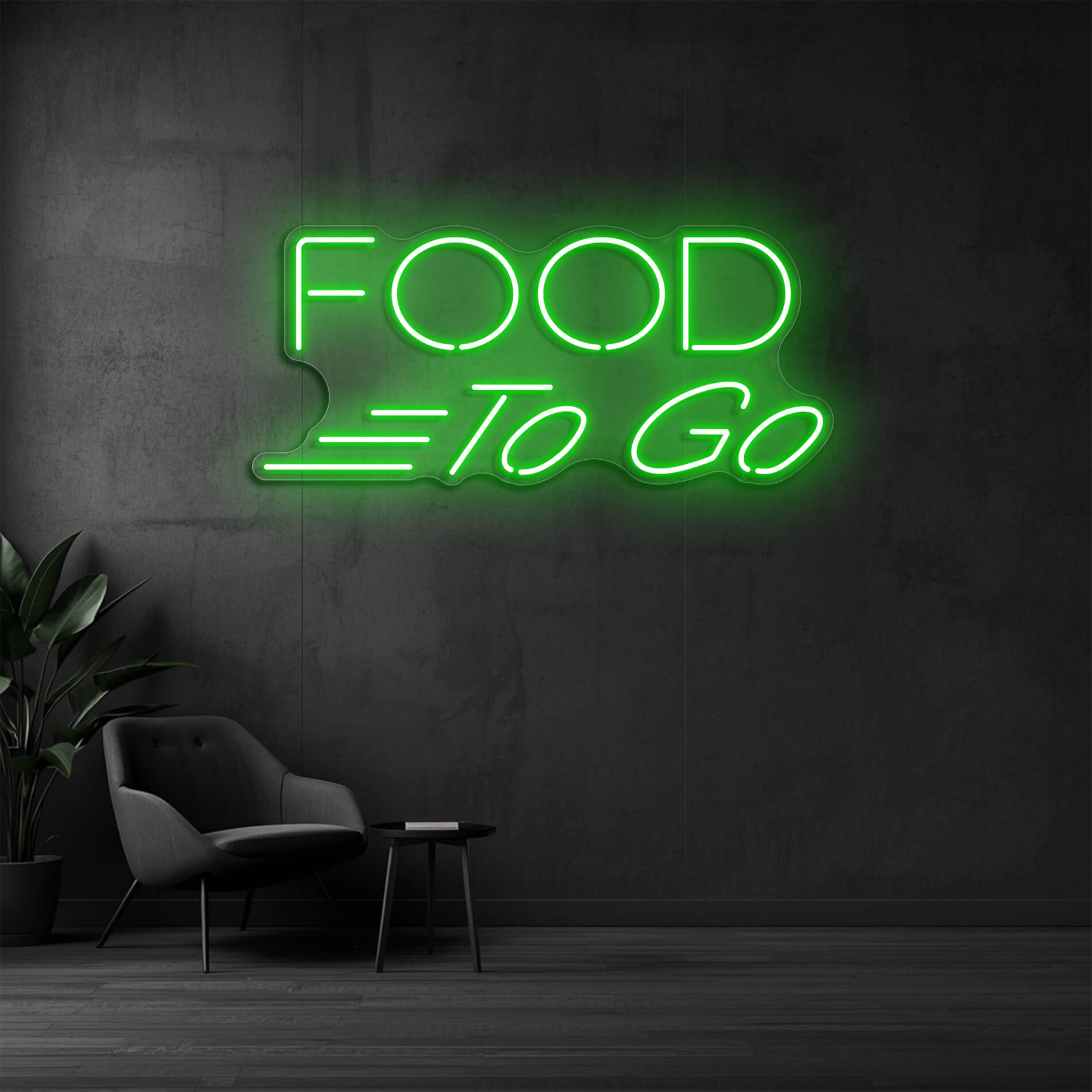Food To Go LED Schild gruen für Fast Food Restaurants