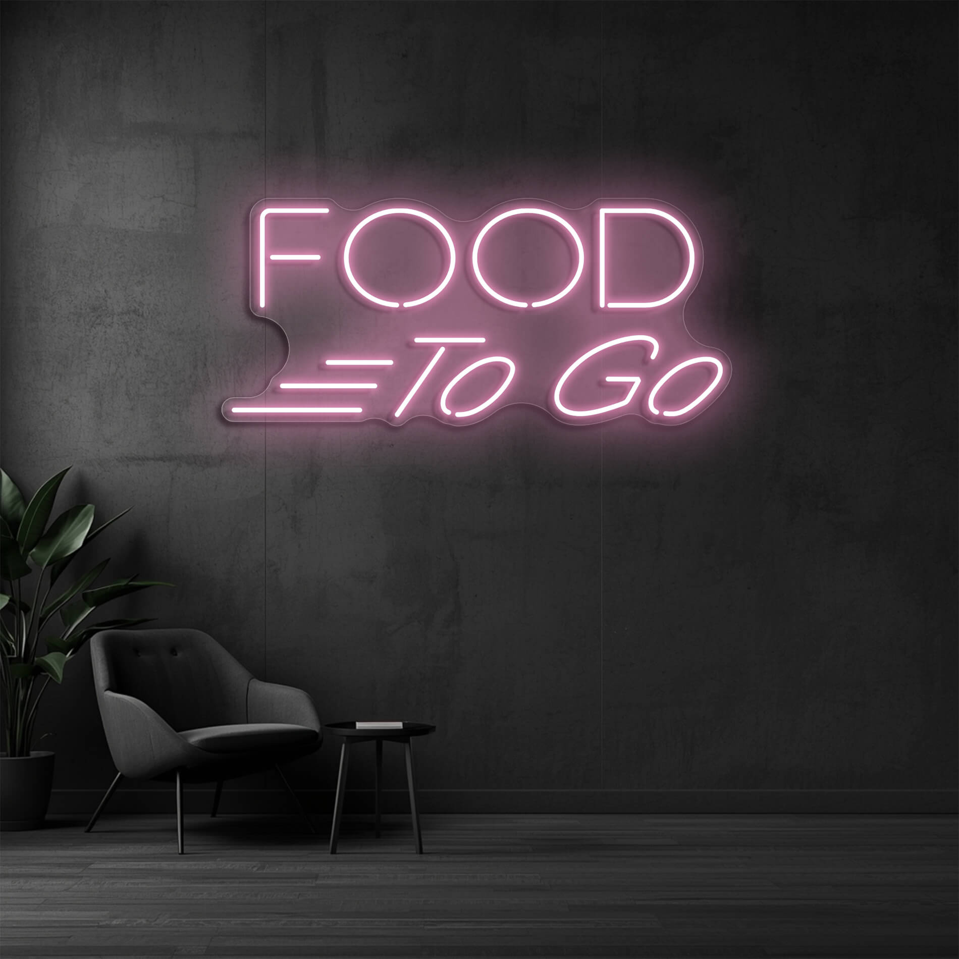 Food To Go LED Schild light pink für Take Away Restaurants