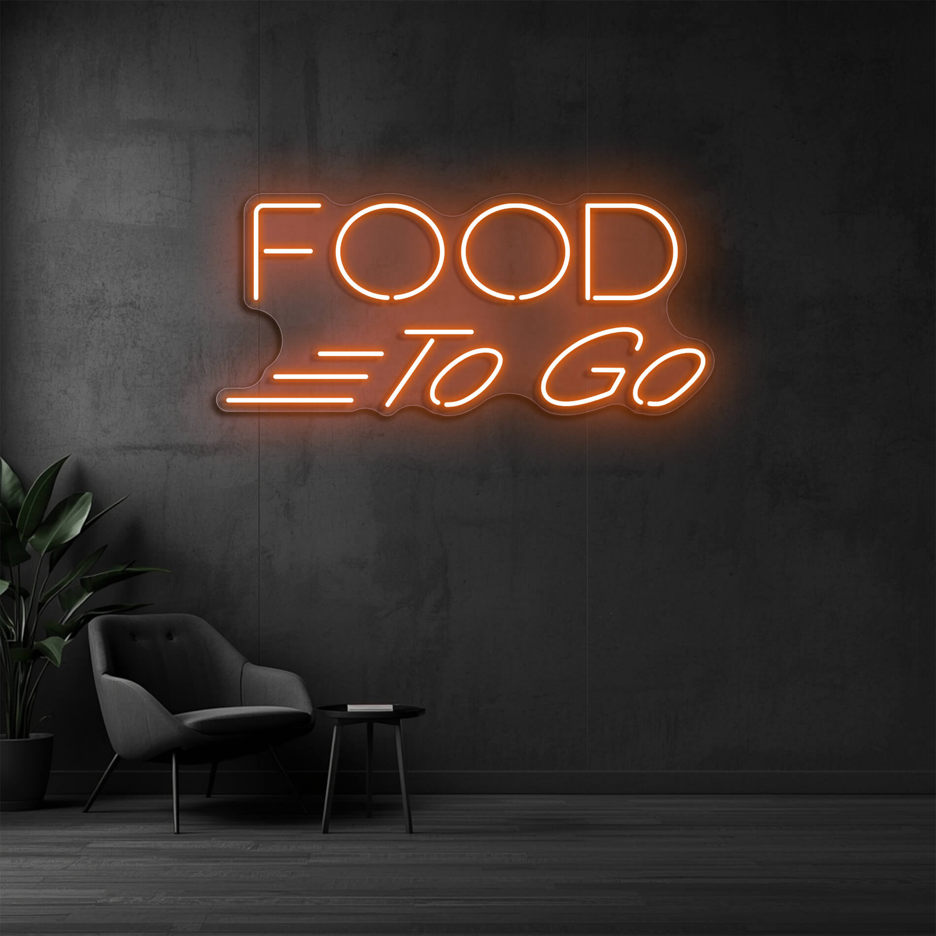 Food To Go LED Schild orange für Imbisse