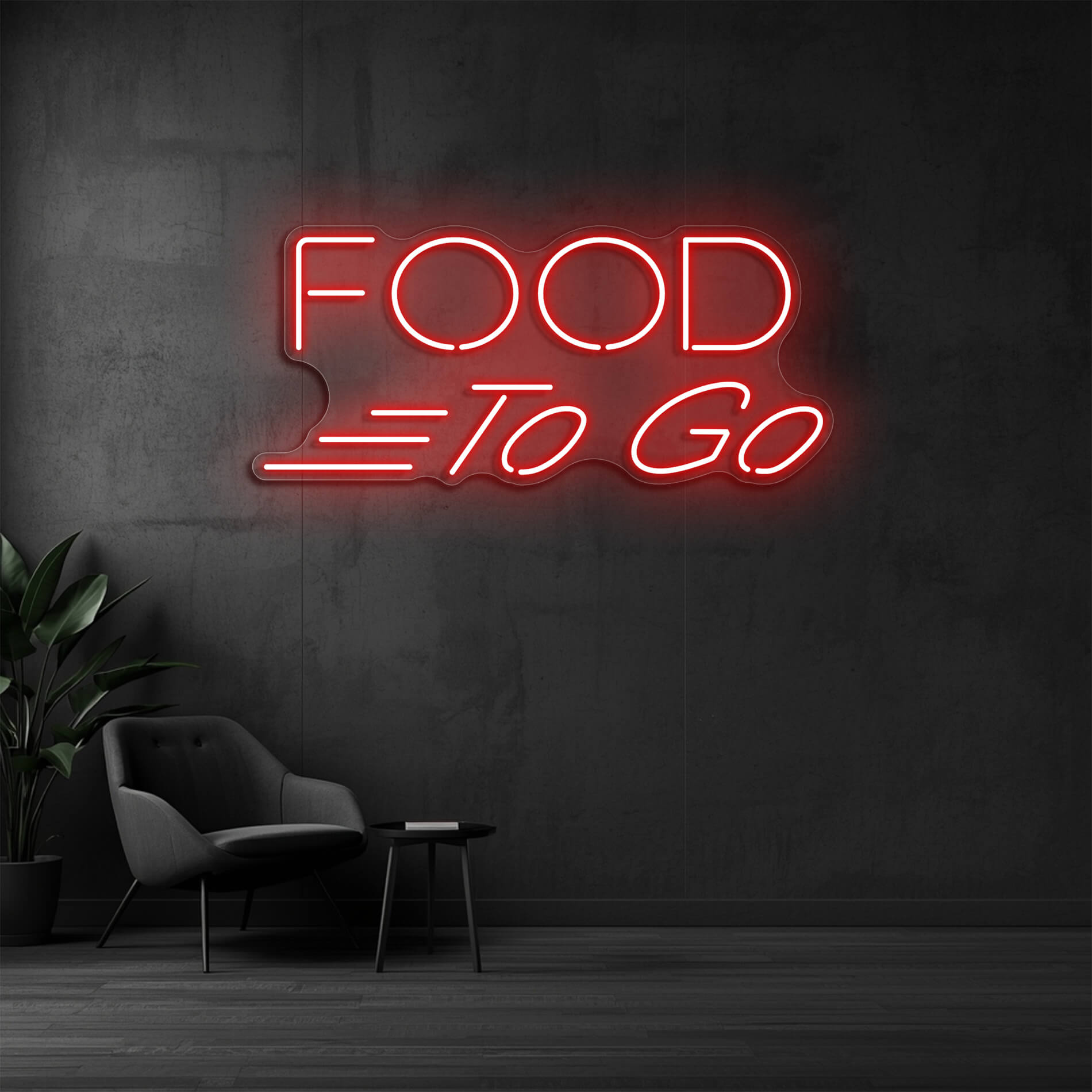 Food To Go LED Schild rot für Imbissbetriebe