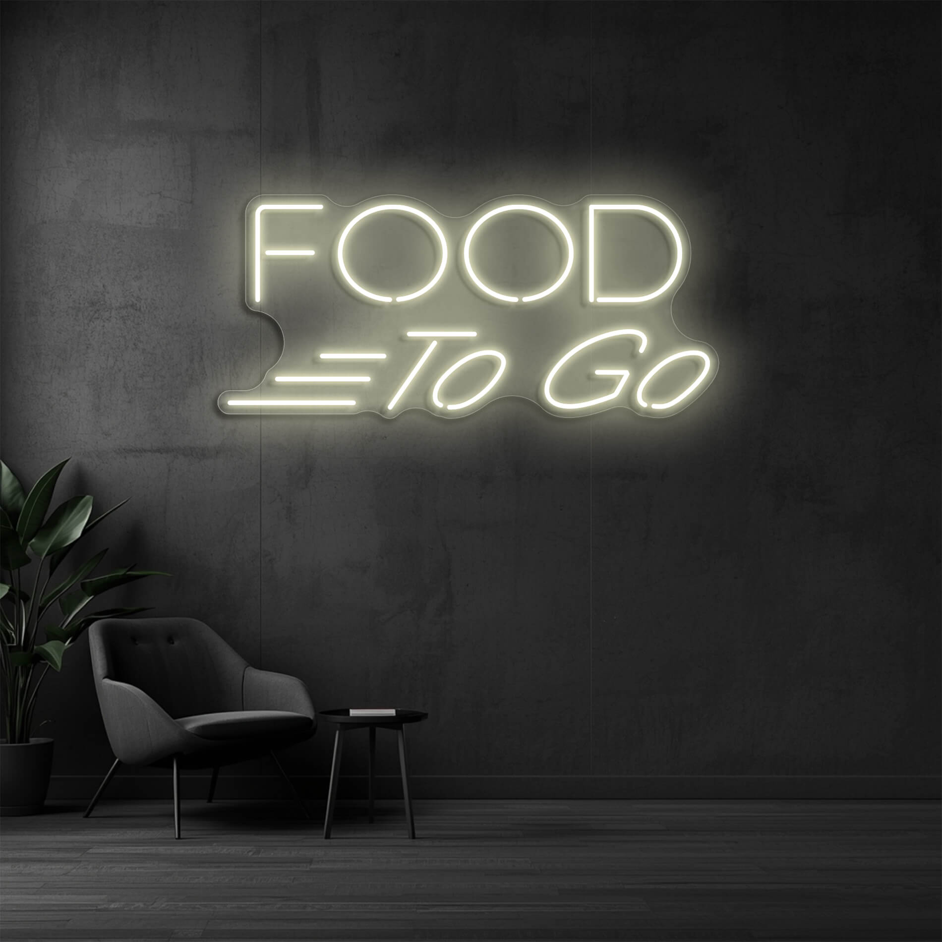 Food To Go LED Schild warmweiss für Pizzerien