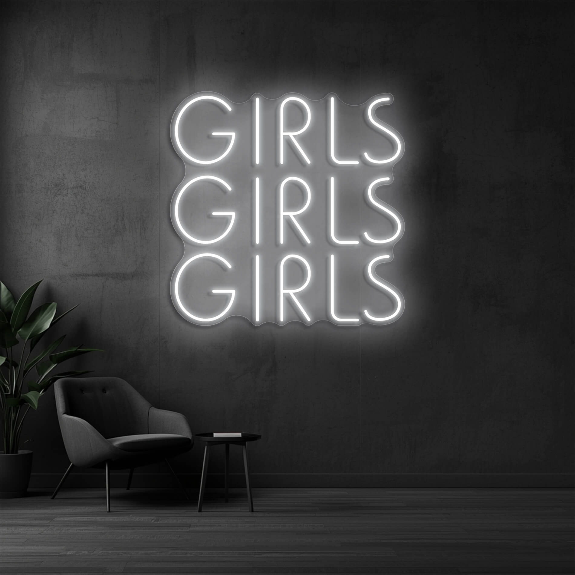Girls LED Neon Schriftzug weiss für Beauty Studios und Fitnessstudios