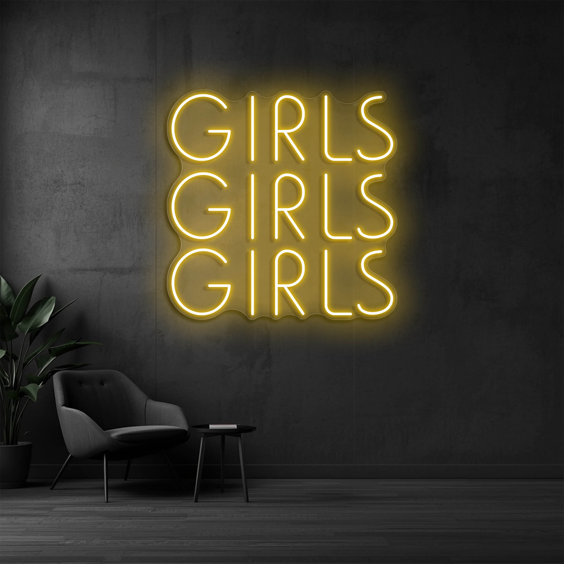 Girls Neonbeleuchtung goldgelb für stilvolle Studios