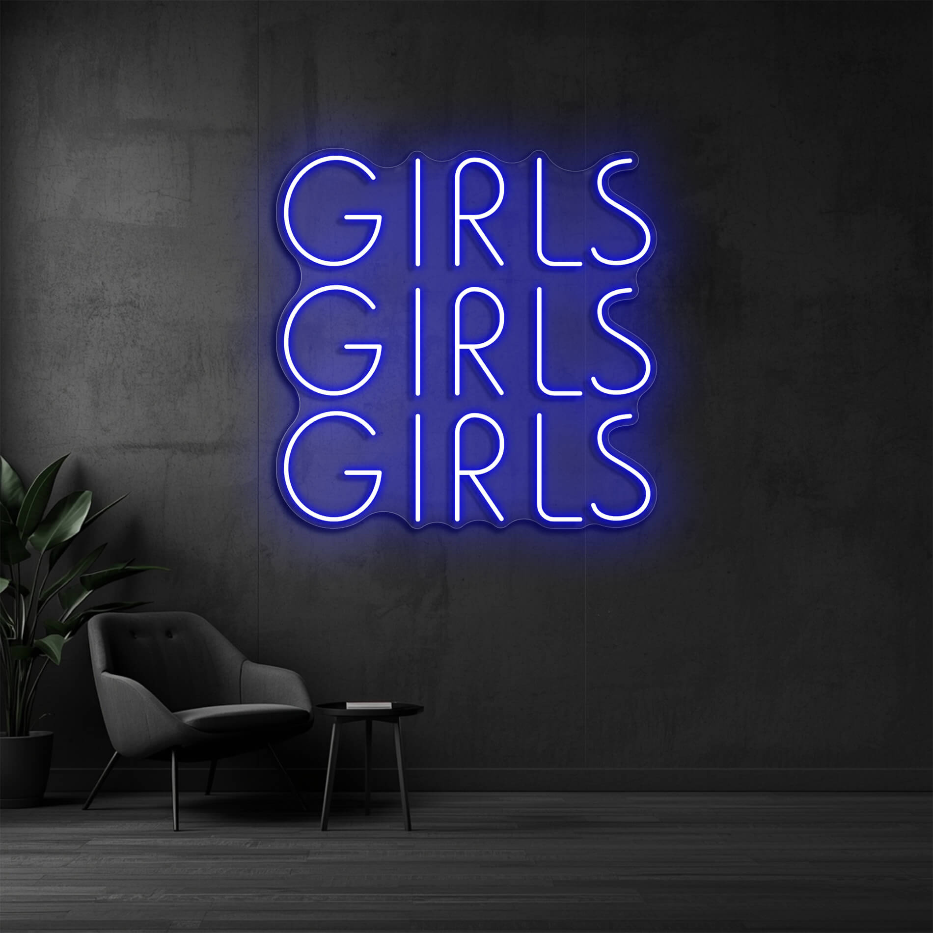 Girls Neonlampe blau für moderne Fitnessstudios und Ladies Gyms