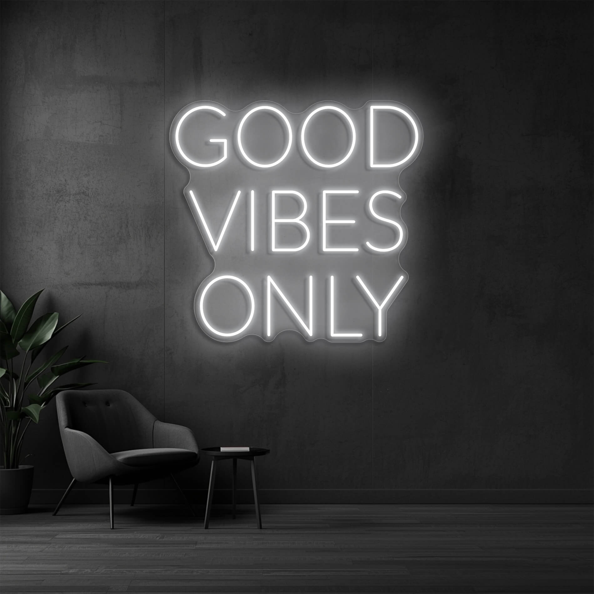 Good Vibes Only LED Neonschild weiss für stilvolle Wohnräume