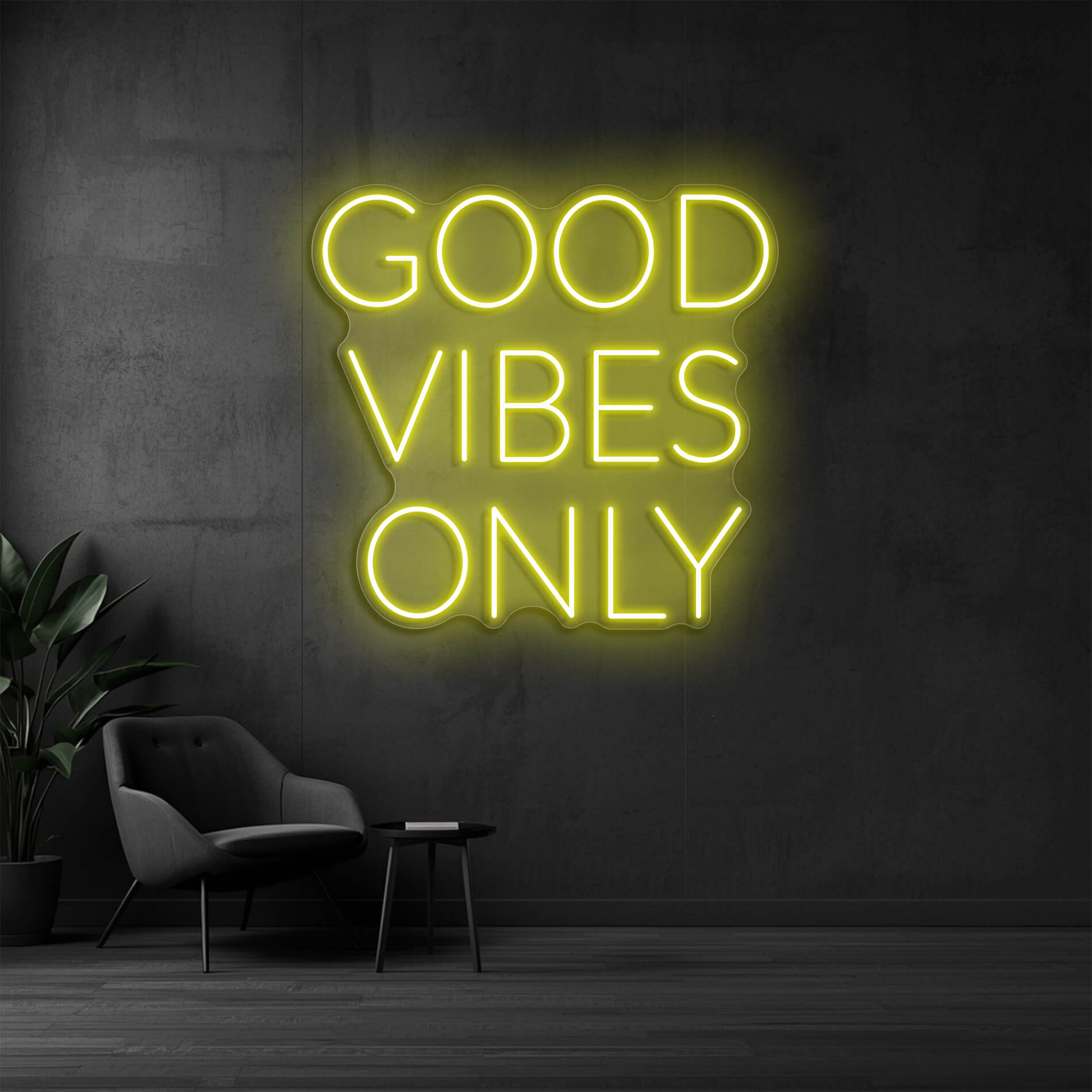 Good Vibes Only Neon Leuchtschild gelb für auffällige Wandbeleuchtung