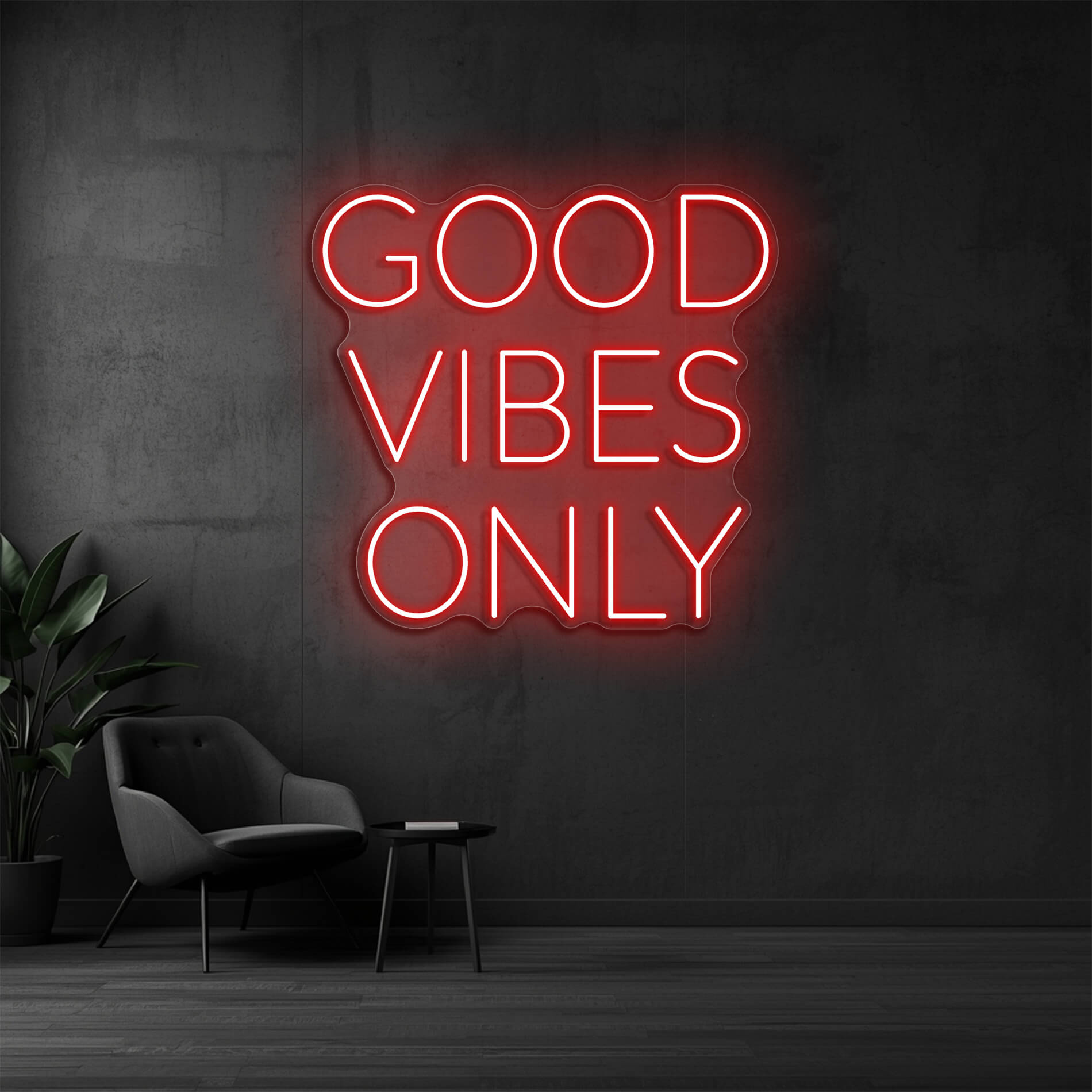 Good Vibes Only Neon Sign rot für besondere Stimmungsbeleuchtung