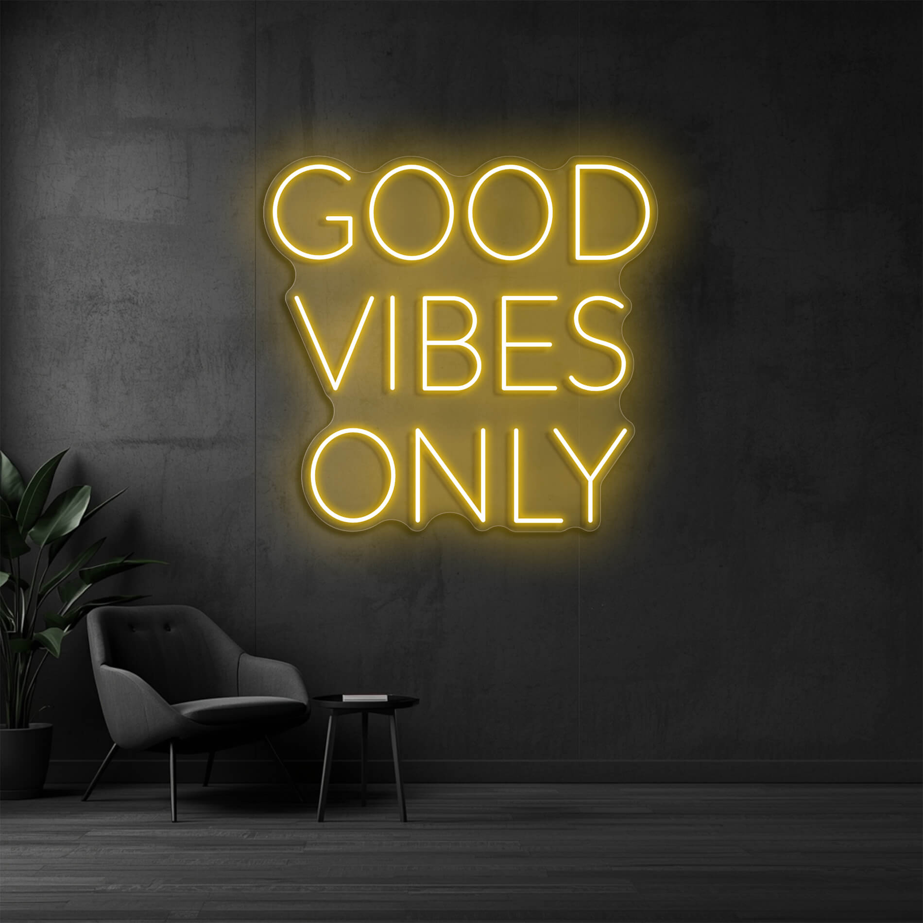 Good Vibes Only Neonbeleuchtung goldgelb für stilvolle Ambiente Beleuchtung