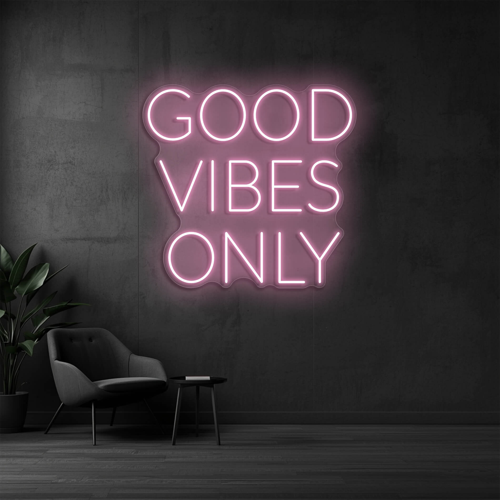 Good Vibes Only Neonlicht light pink für moderne Chillout Bereiche