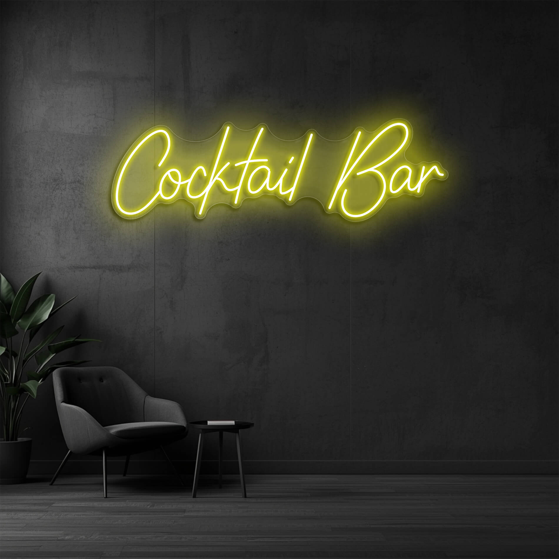 LED Neon Schriftzug Cocktail Bar in gelb als stilvolle Beleuchtung für Cocktail Lounges