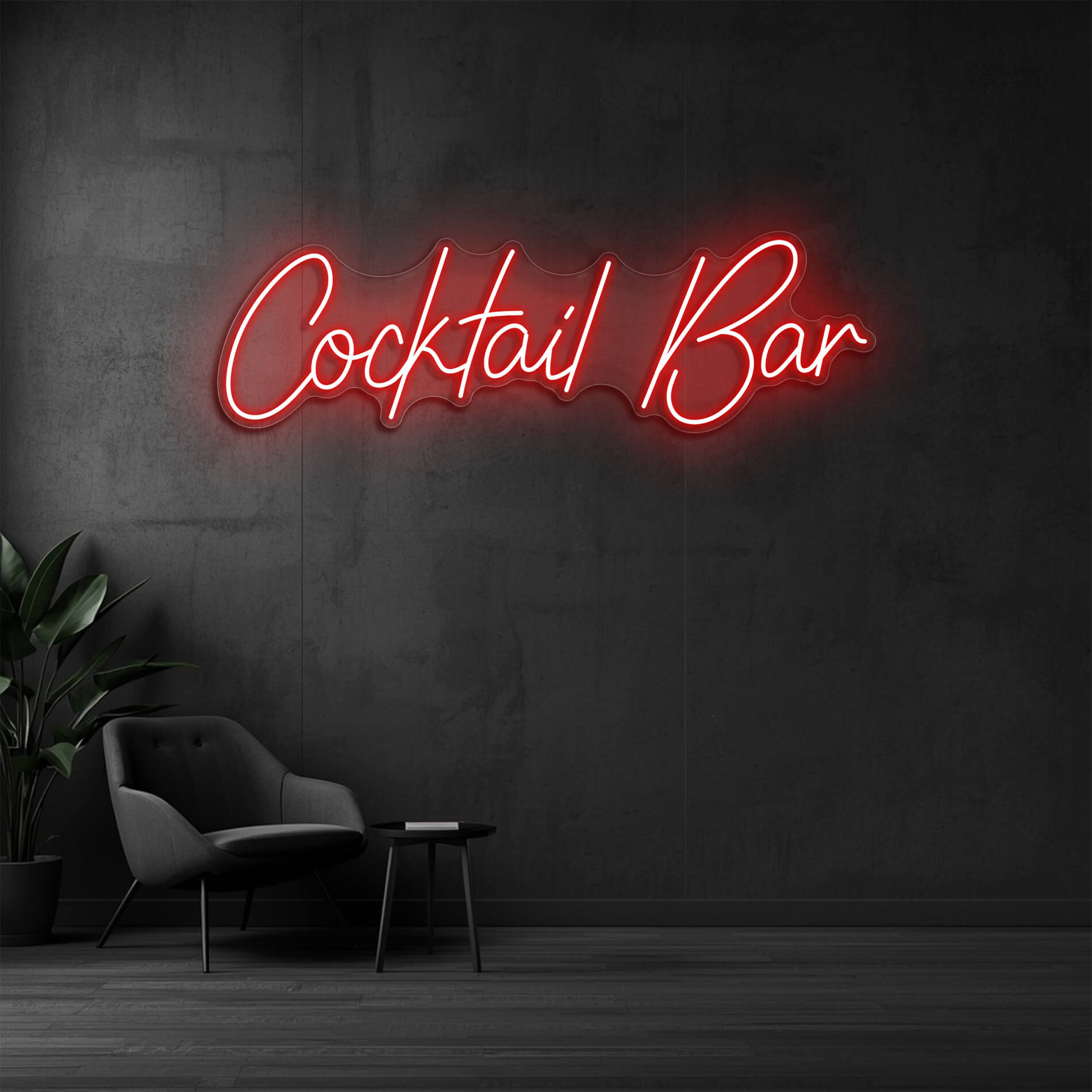 LED Neon Schriftzug Cocktail Bar in rot als stilvolle Beleuchtung für Cocktail Lounges