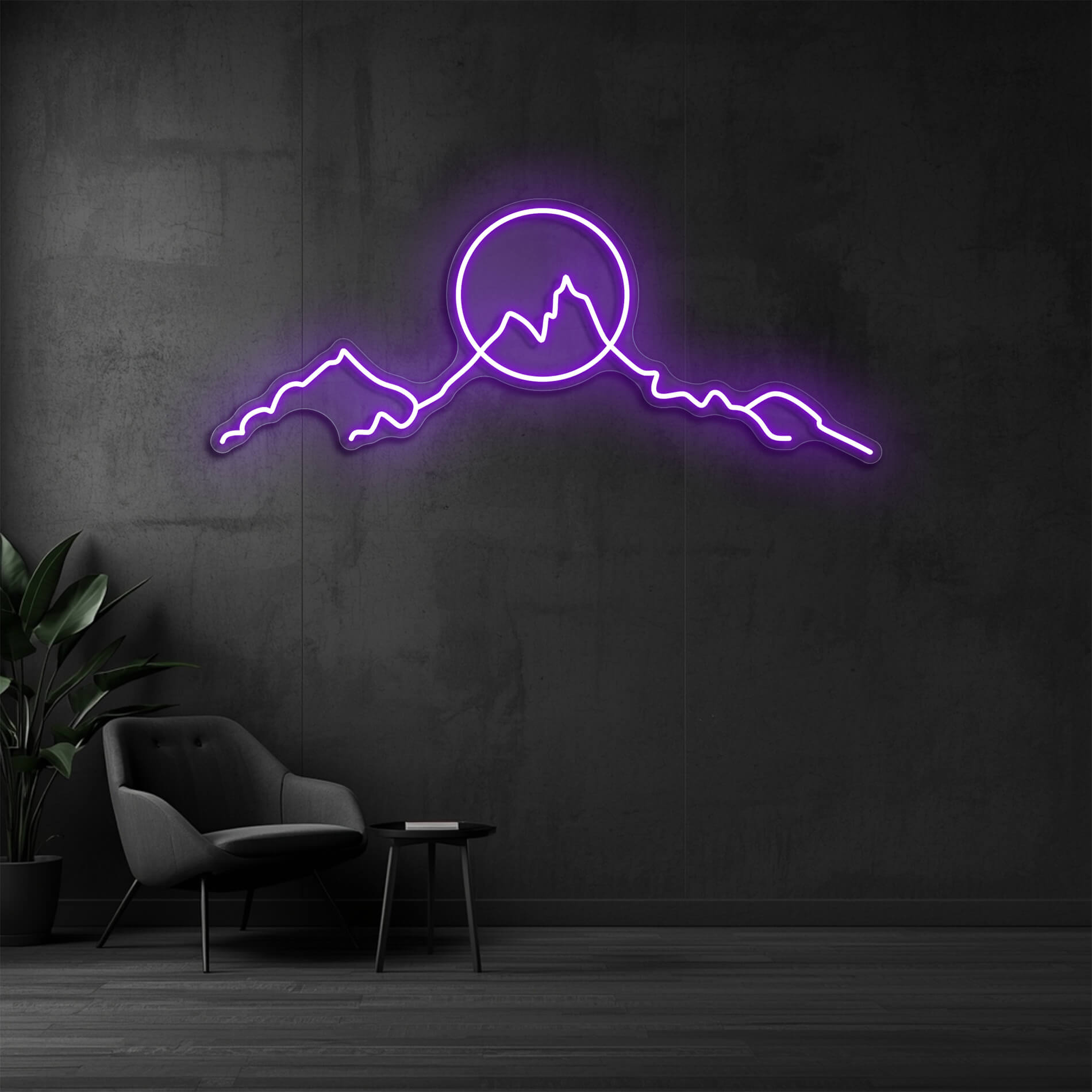 LED Neon Berge violett als dekoratives Berglicht