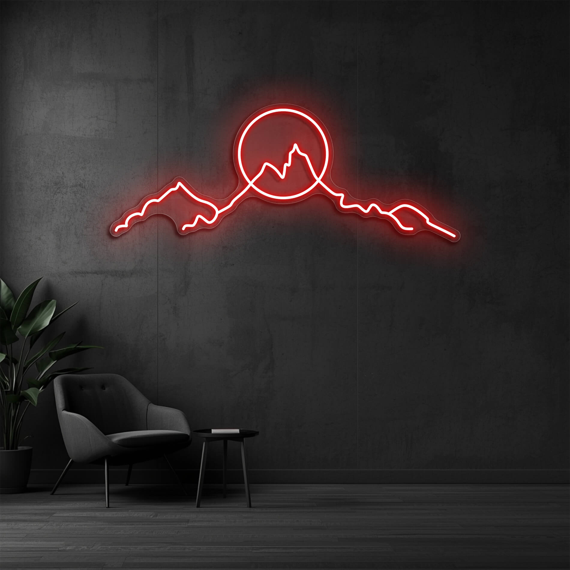 LED Neon Bergmotiv rot als auffälliges Berglicht