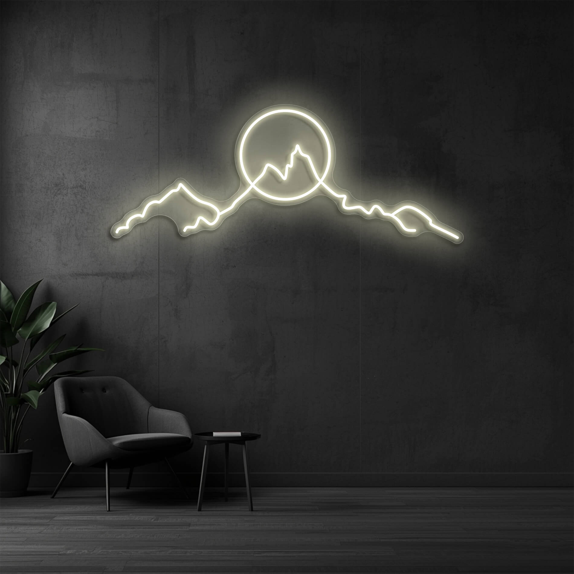 LED Neon Bergmotiv warmweiss als Landschaftslicht