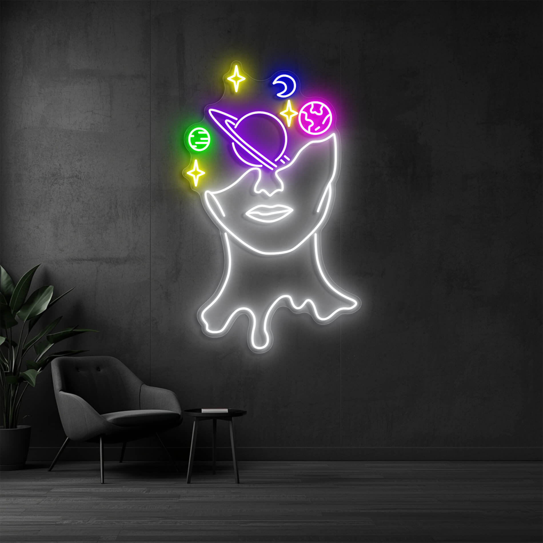 LED Neon Design Universum als kreative Lichtkunst