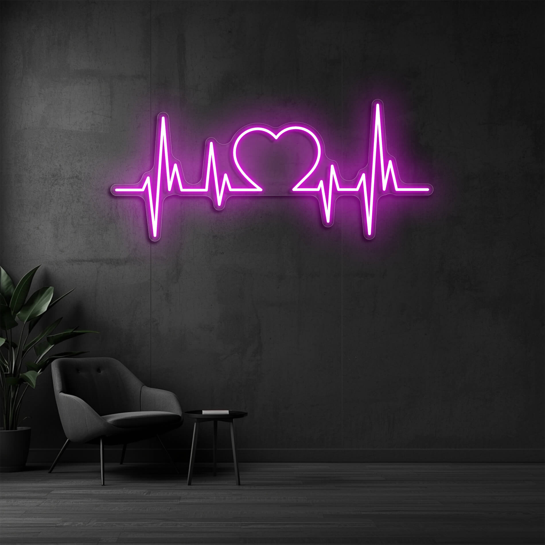 LED Neon Herzschlag pink als romantisches Licht