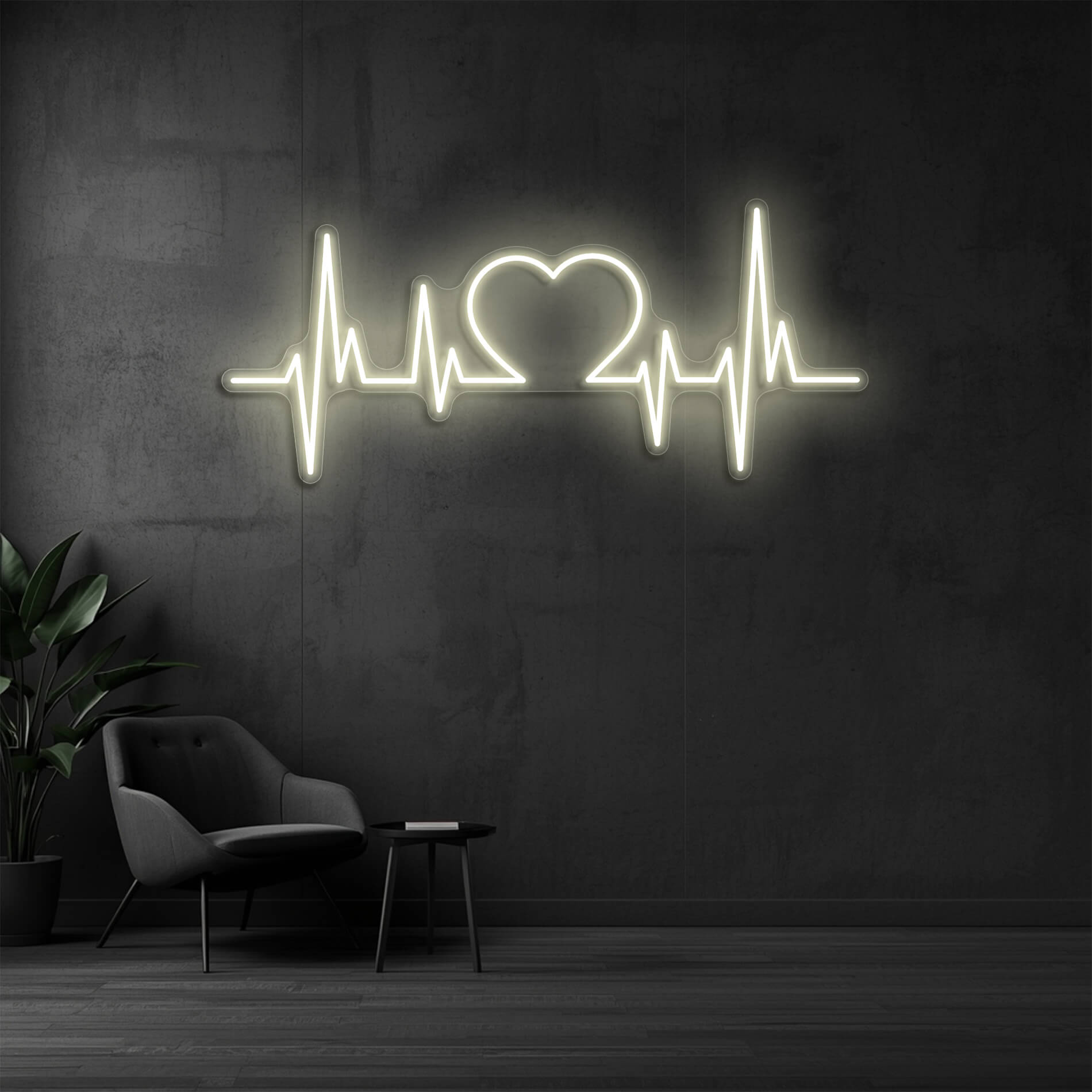 LED Neon Herzschlag warmweiss als romantisches Lichtdesign