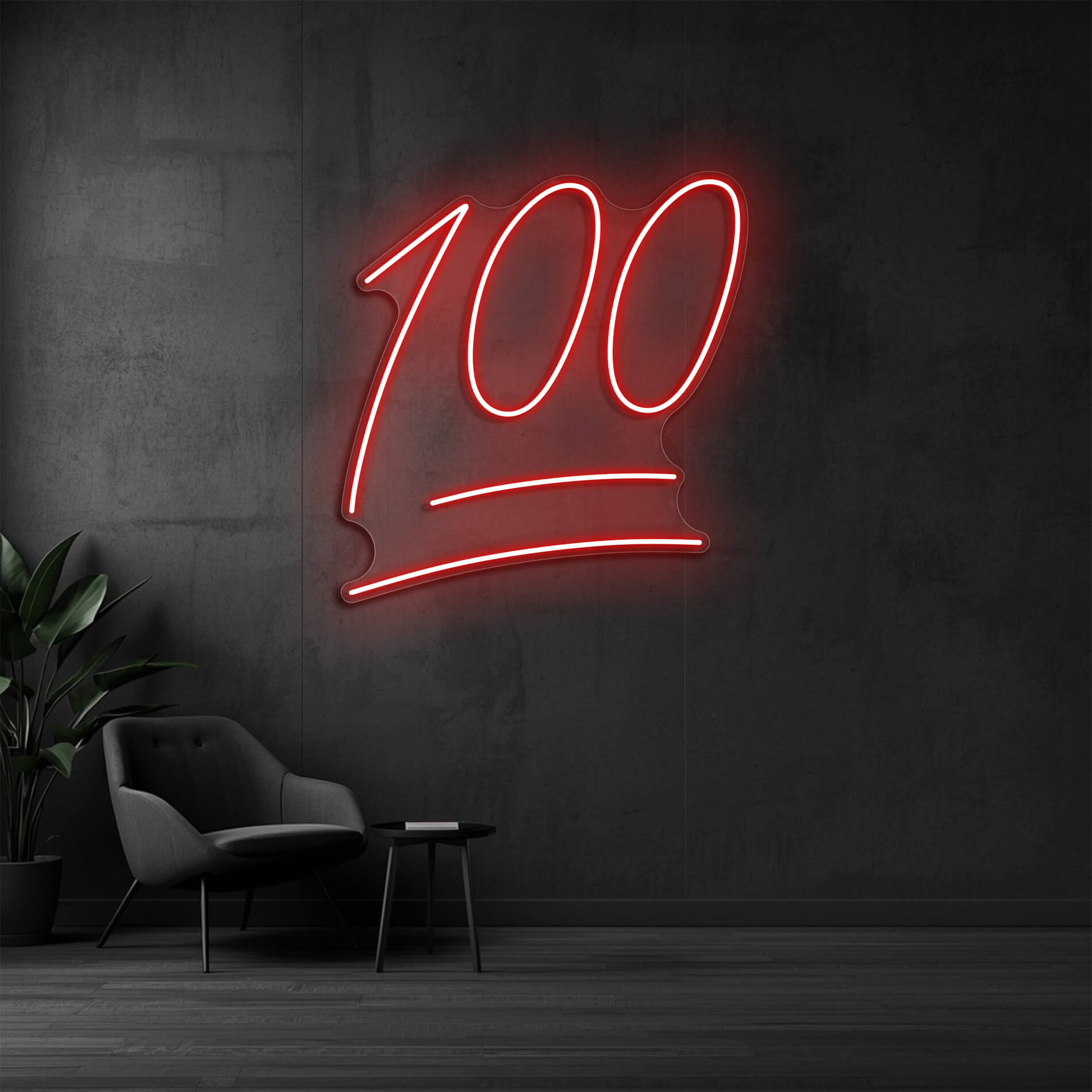 LED Neon Schild 100 Emoji in rot als moderne Wanddeko