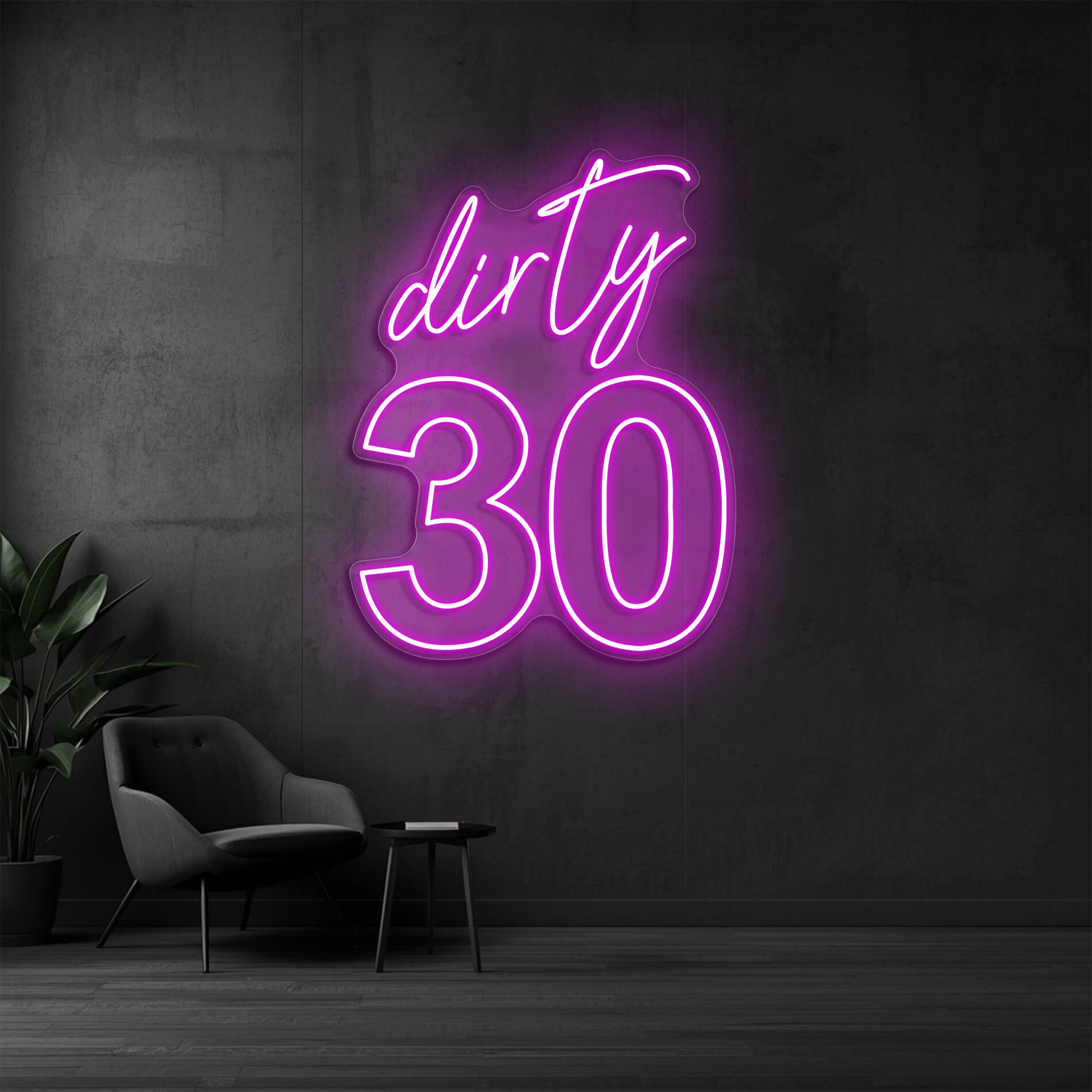 Dirty 30 Neon Licht in pink für Geburtstagsfeiern und Partys