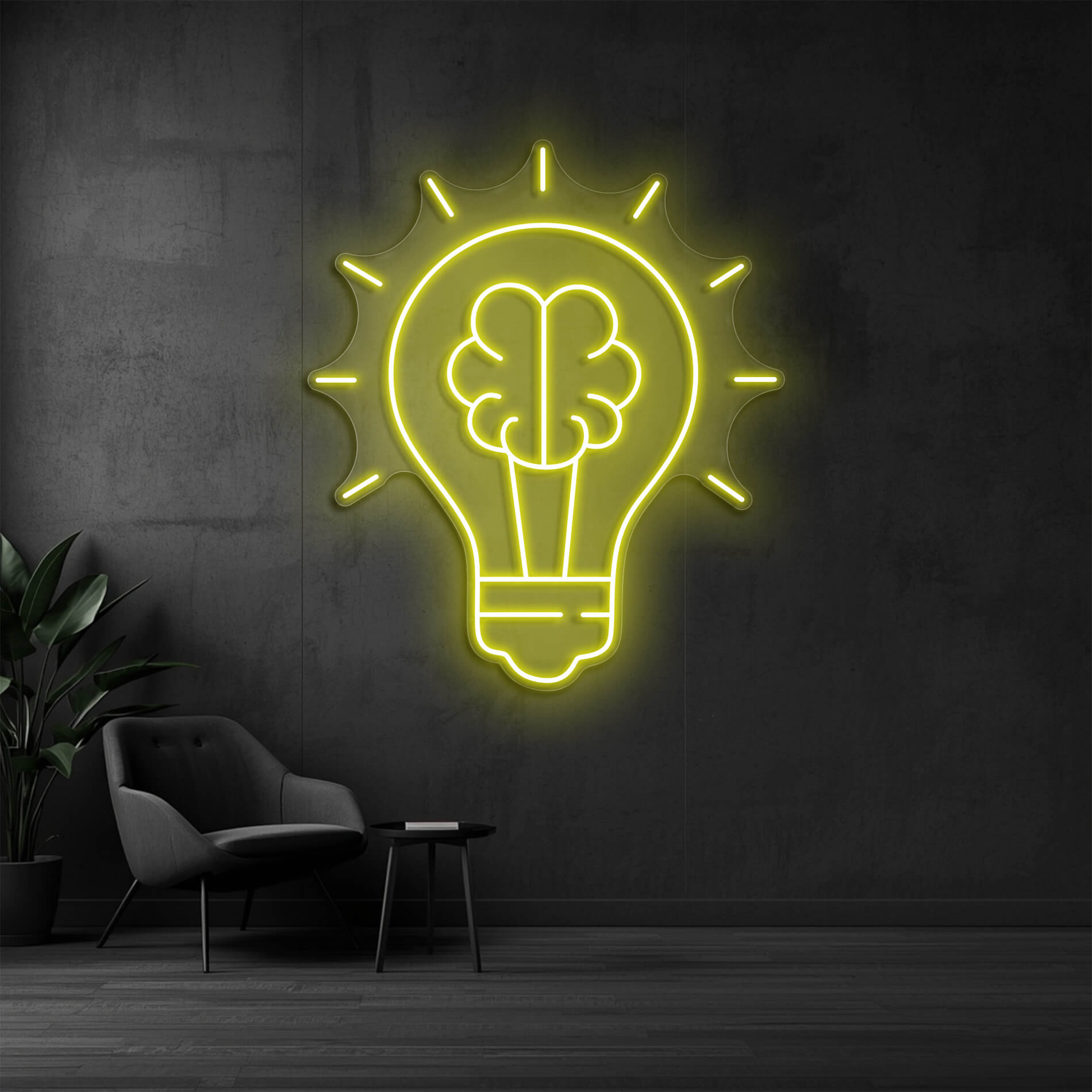 LED Neon Schild Idee in gelb als moderne LED Neon Wanddeko