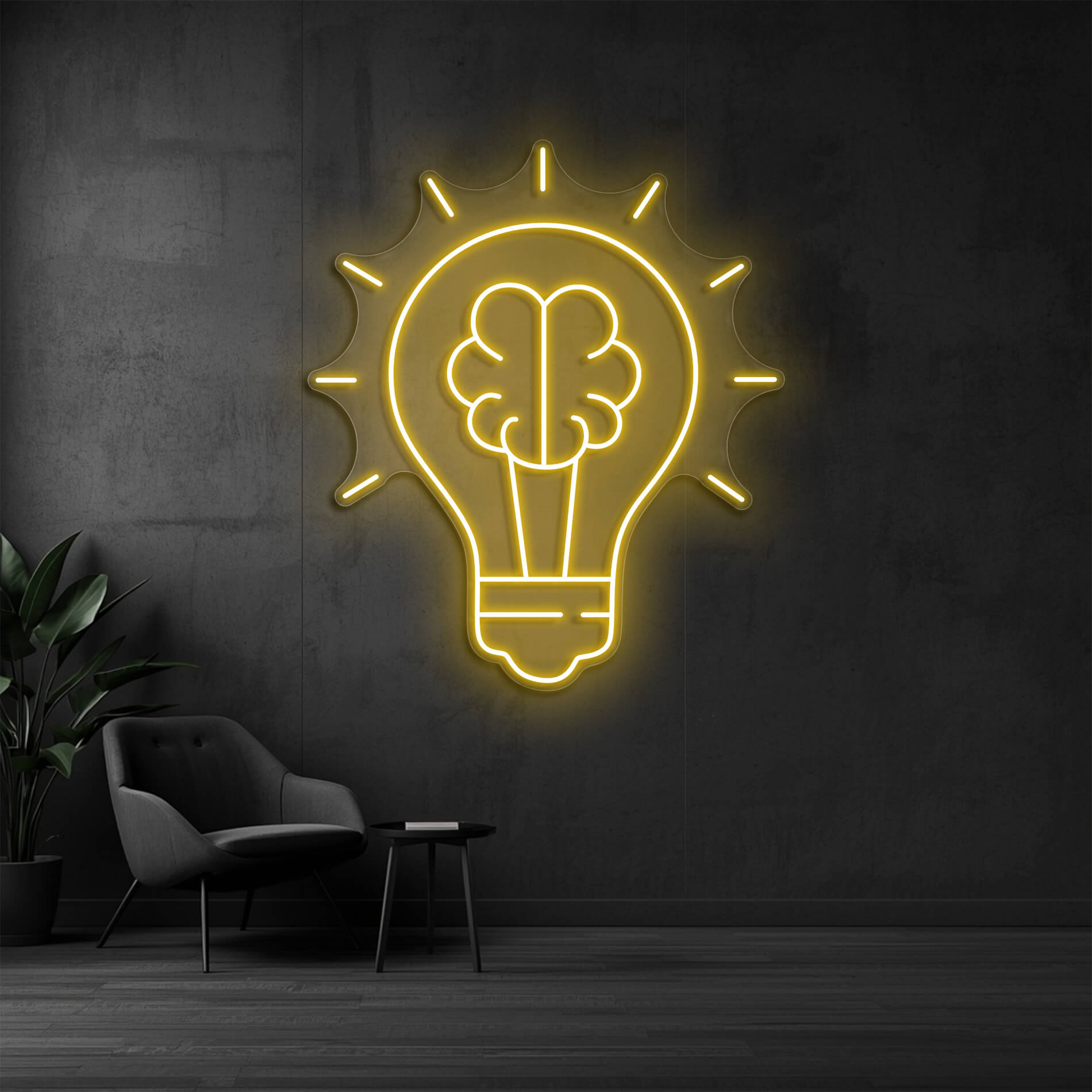 LED Neon Schild Idee in gold-gelb als dekorative Neonbeleuchtung für Events