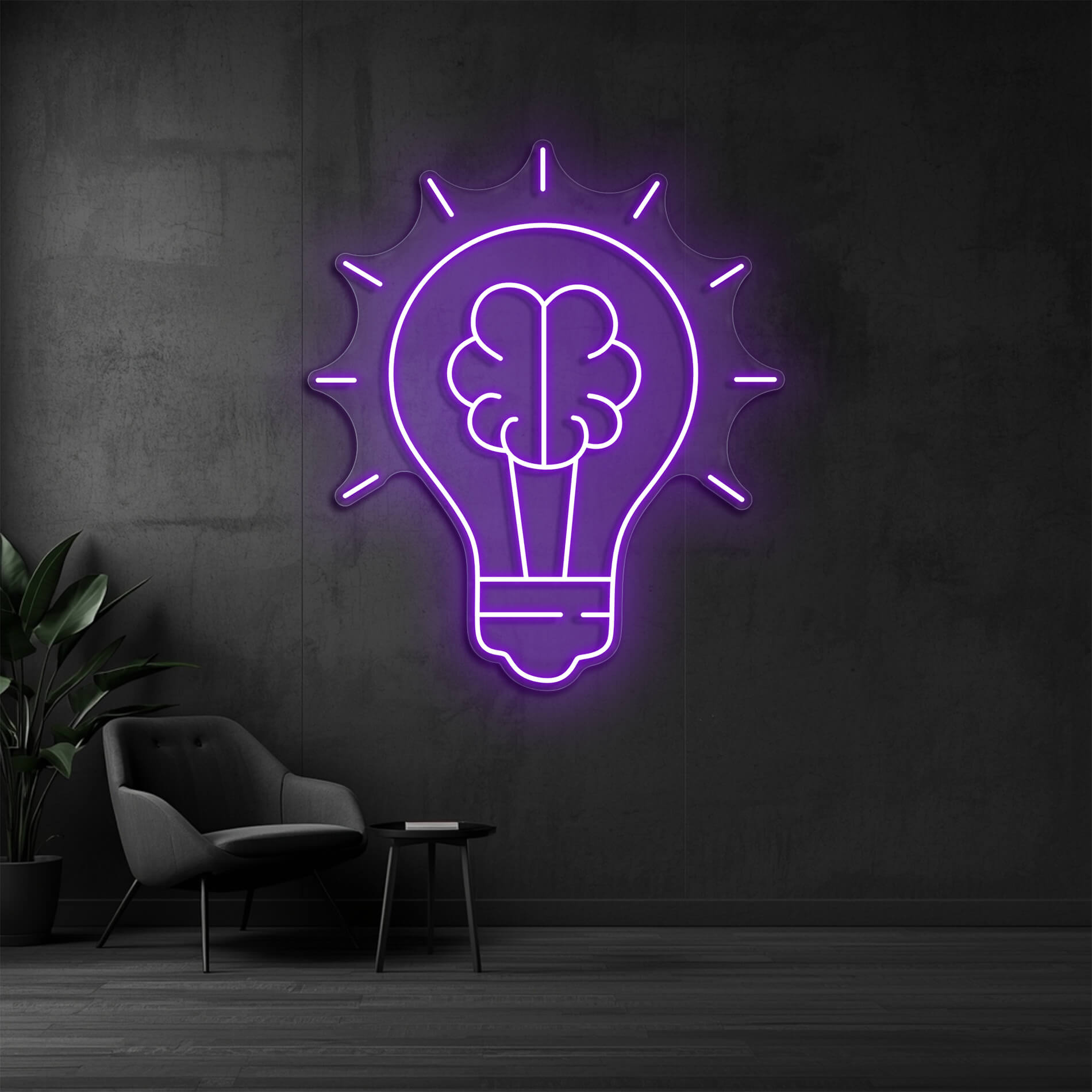 LED Neon Schild Idee in violett als Neonlicht für Ideen und Innovation