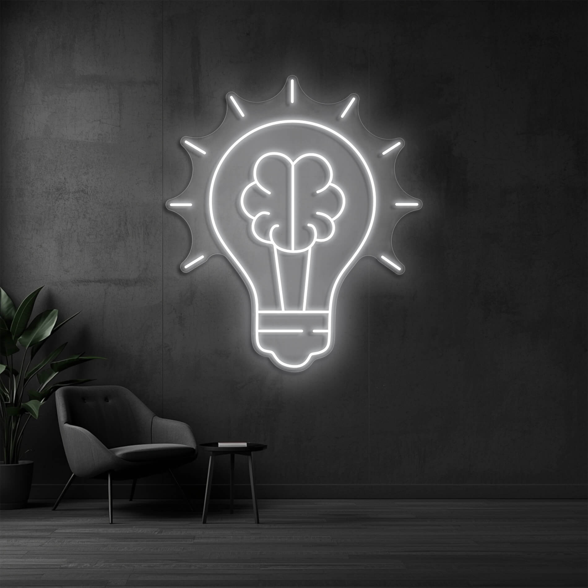 LED Neon Schild Idee in weiss als kreative Neonbeleuchtung für Büro