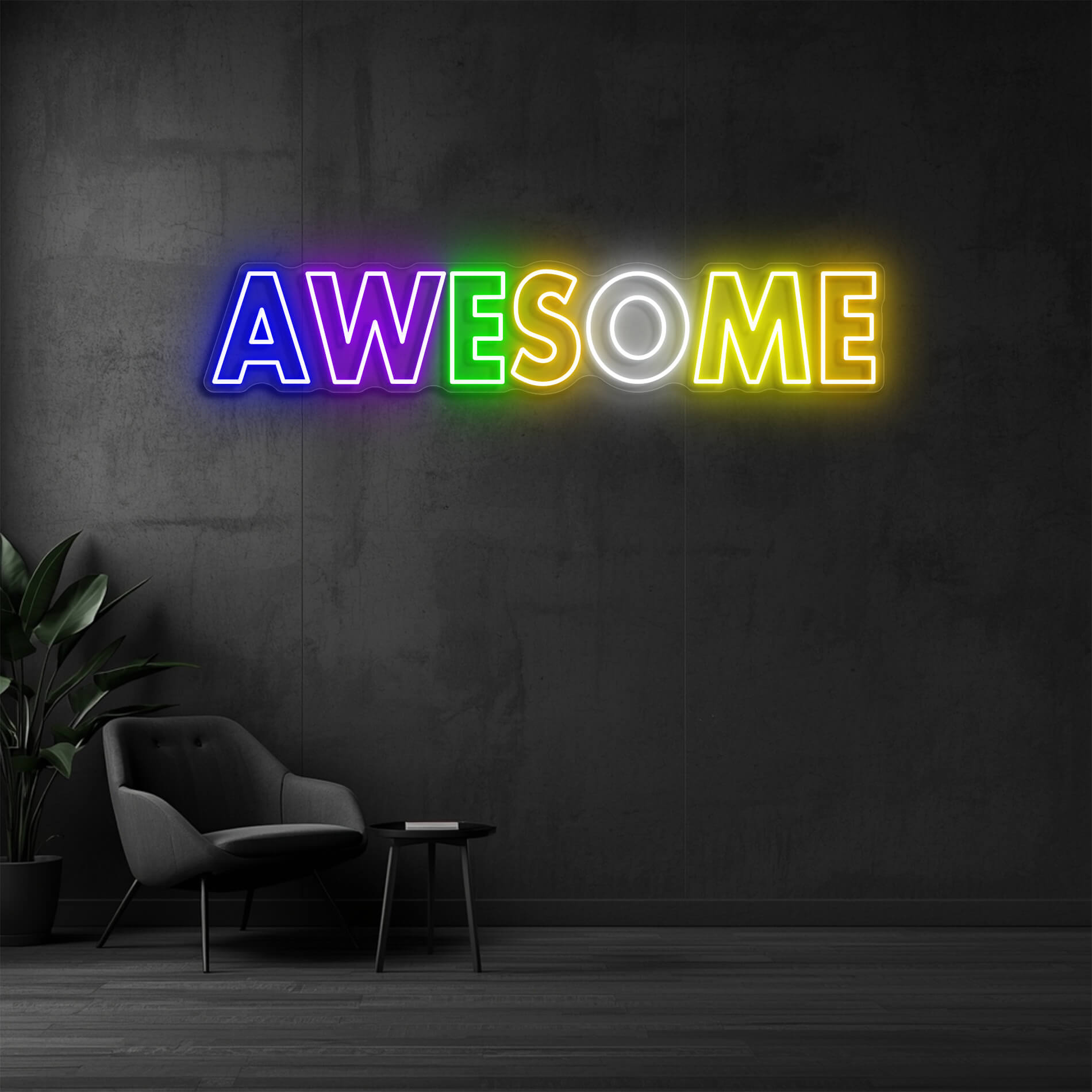 LED Neon Schild AWESOME als auffälliges Neonschild für Unternehmen, Bars oder Büros