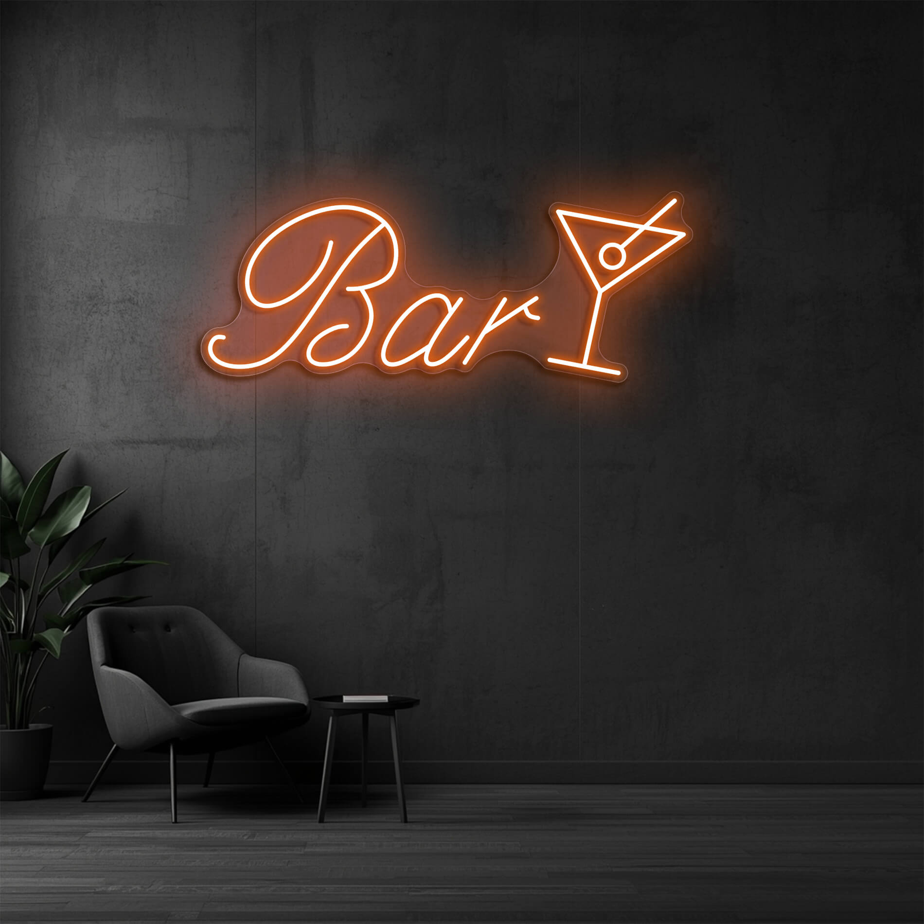 LED Neon Schild Bar mit Cocktailglas in orange als Neonbeleuchtung für Gastronomie und Bars