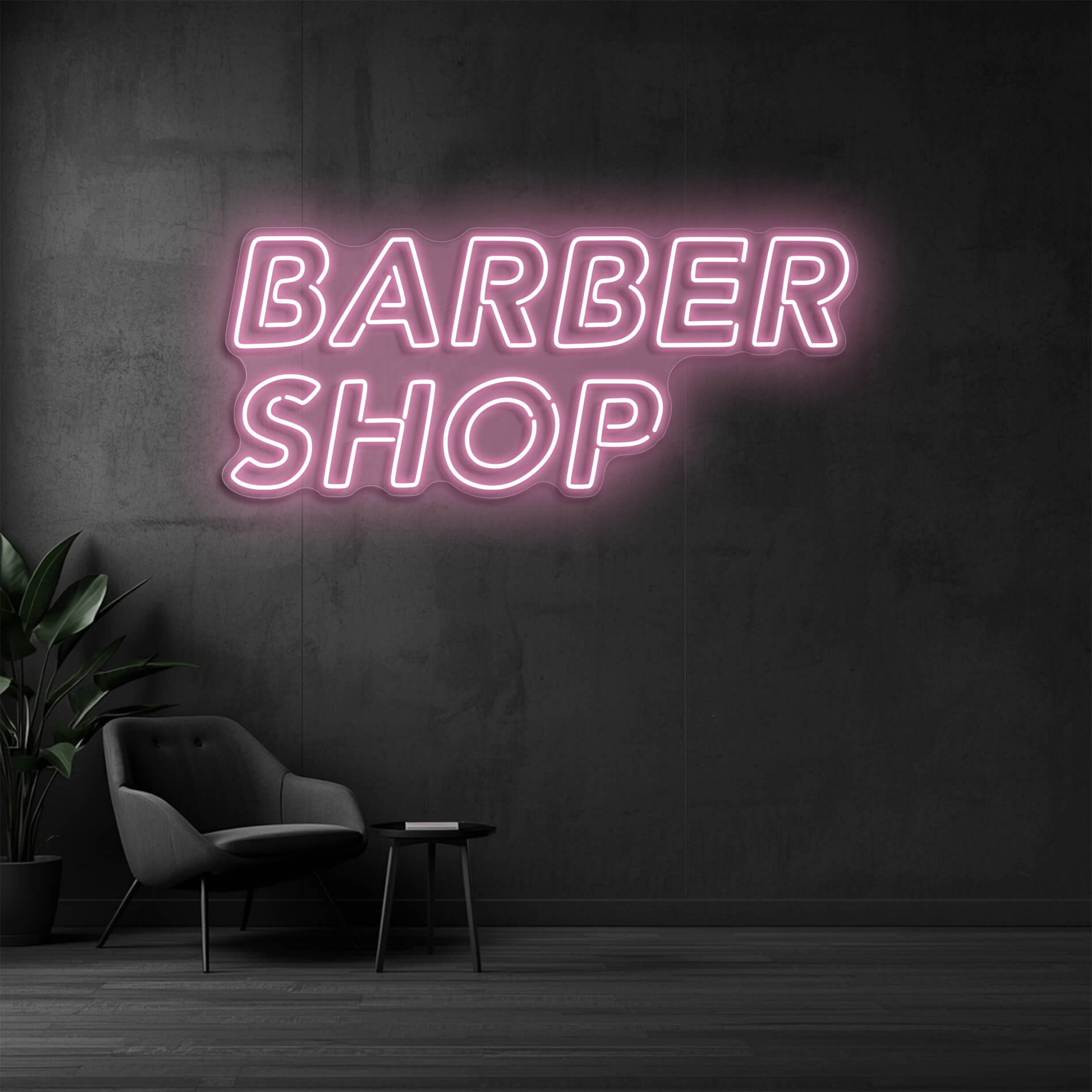 LED Neon Schild Barber Shop in light-pink als auffälliges Neonschild für Barbershops und Friseursalons