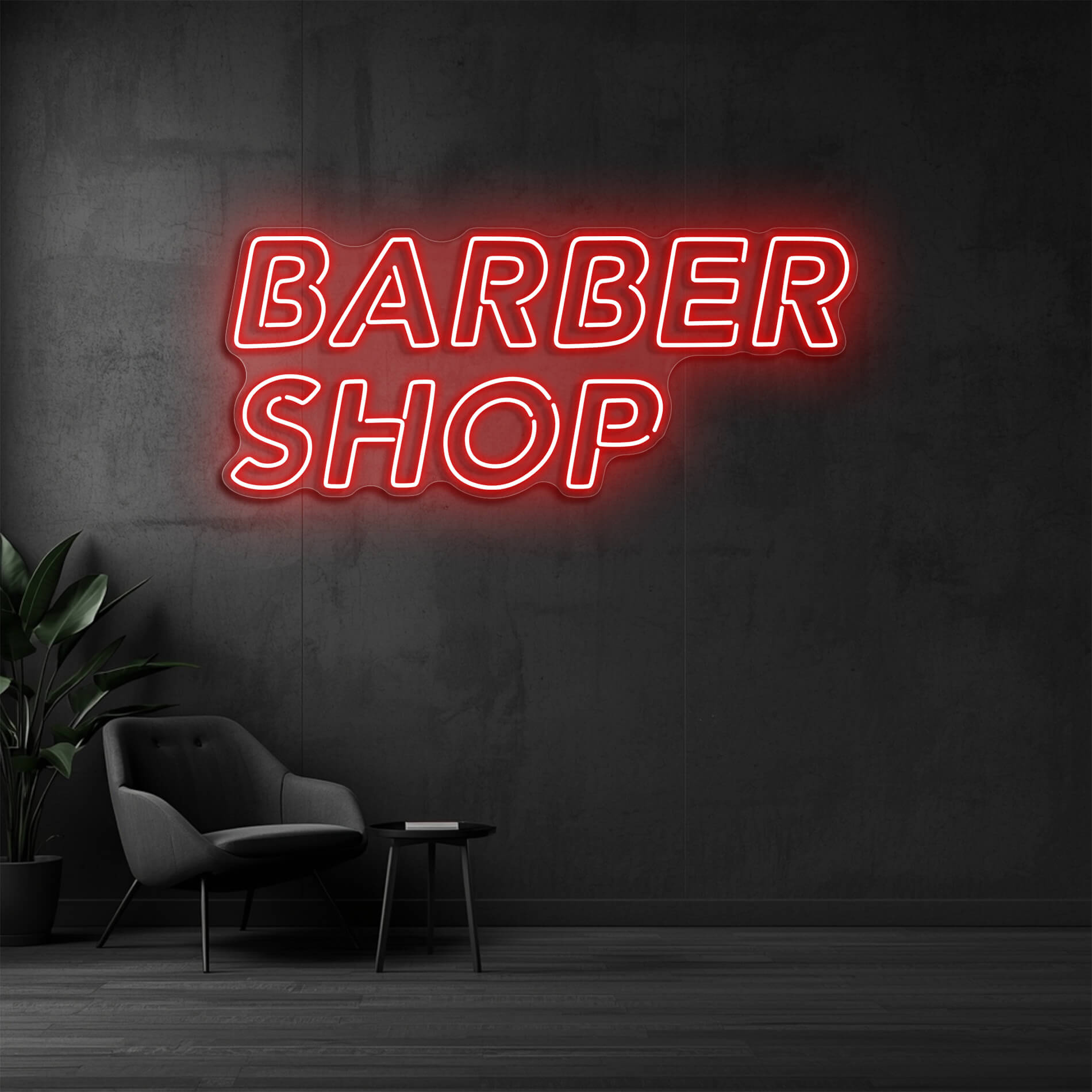 LED Neon Schild Barber Shop in rot als stilvolle LED Neonbeleuchtung für Barber Studios