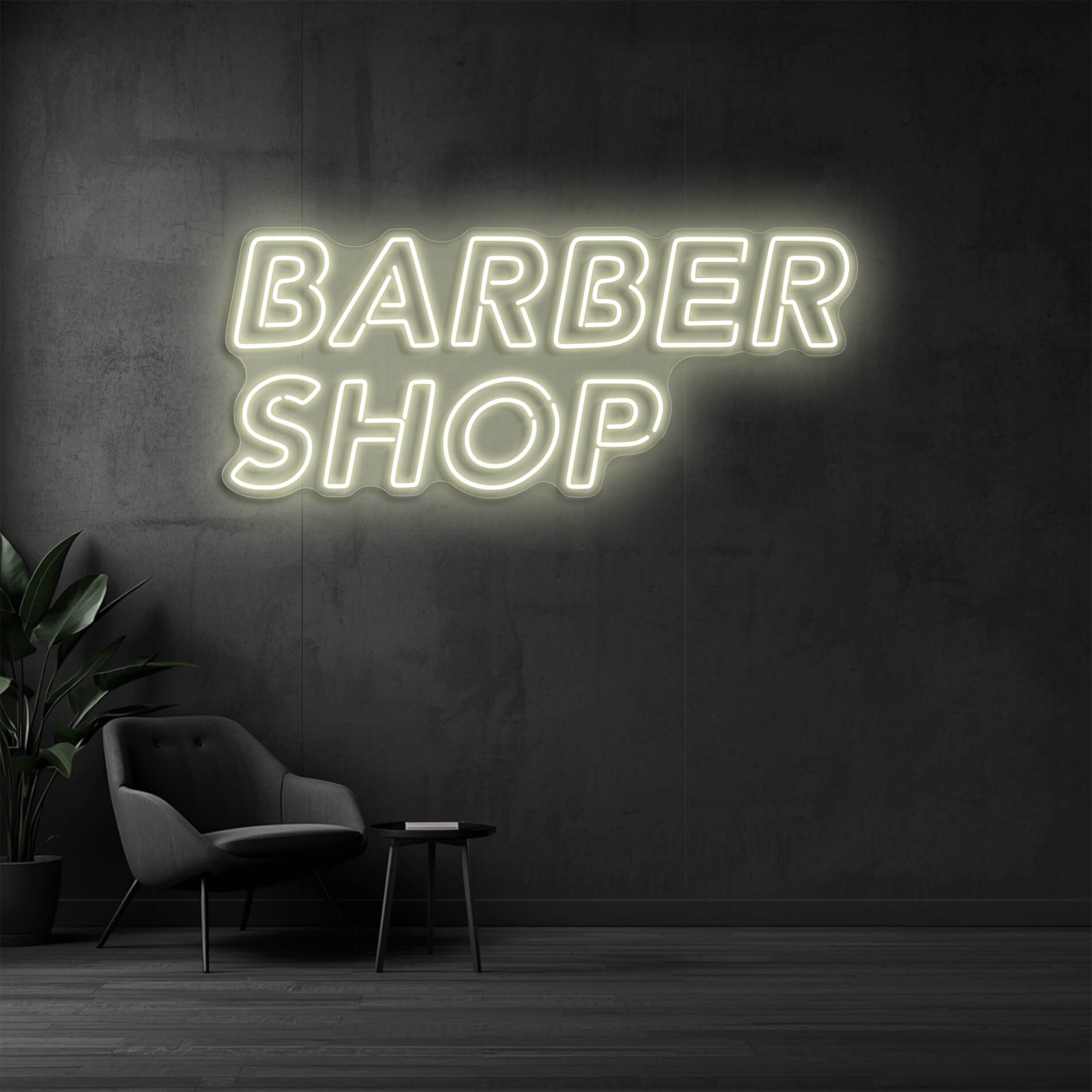 LED Neon Schild Barber Shop in warm-weiß als auffälliges Neonschild für Barbershops und Friseursalons