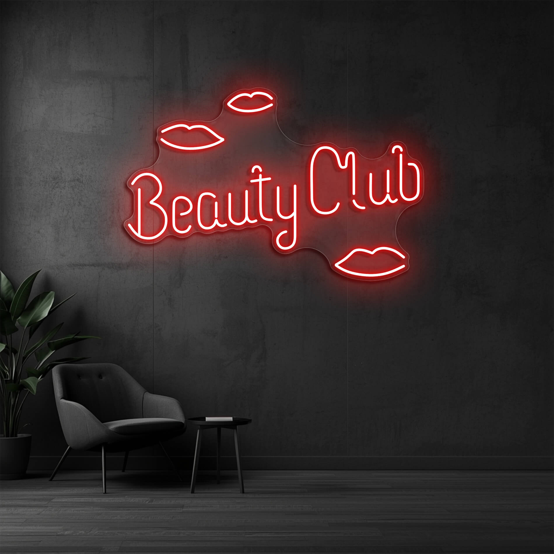 LED Neon Schild Beauty Club in rot als stilvolle LED Neonbeleuchtung für Beauty Studios