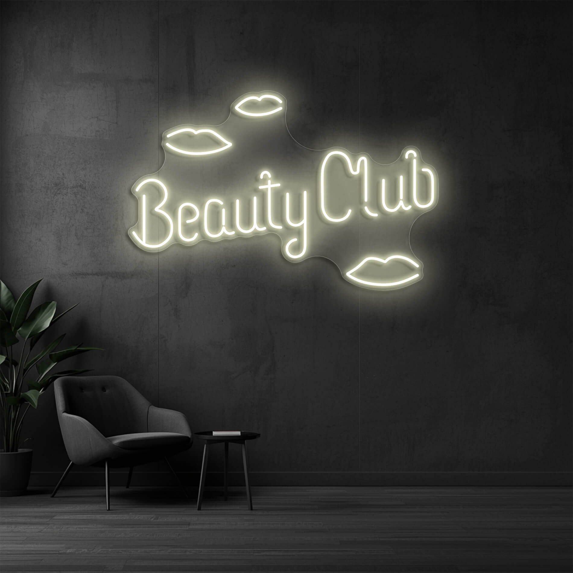 LED Neon Schild Beauty Club in warm-weiß als Neonbeleuchtung für Beauty Salons und Schönheitssalons