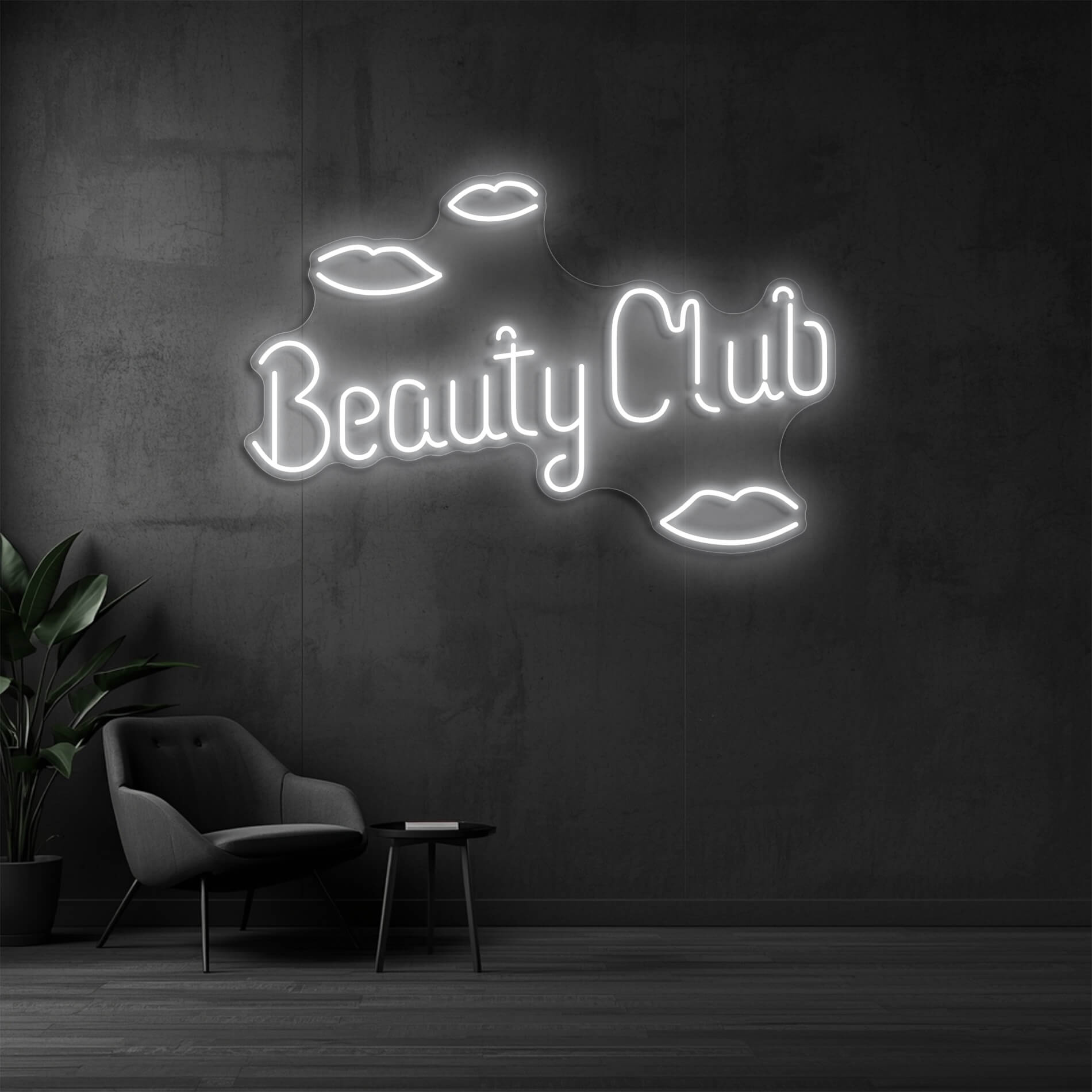 LED Neon Schild Beauty Club in weiß als stilvolle LED Neonbeleuchtung für Beauty Studios